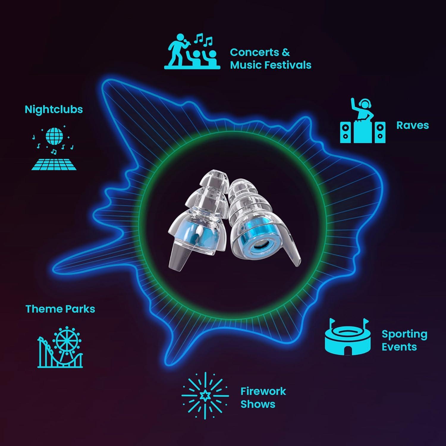 Tapones para oídos Eargasm Azul Alta Fidelidad Reutilizables