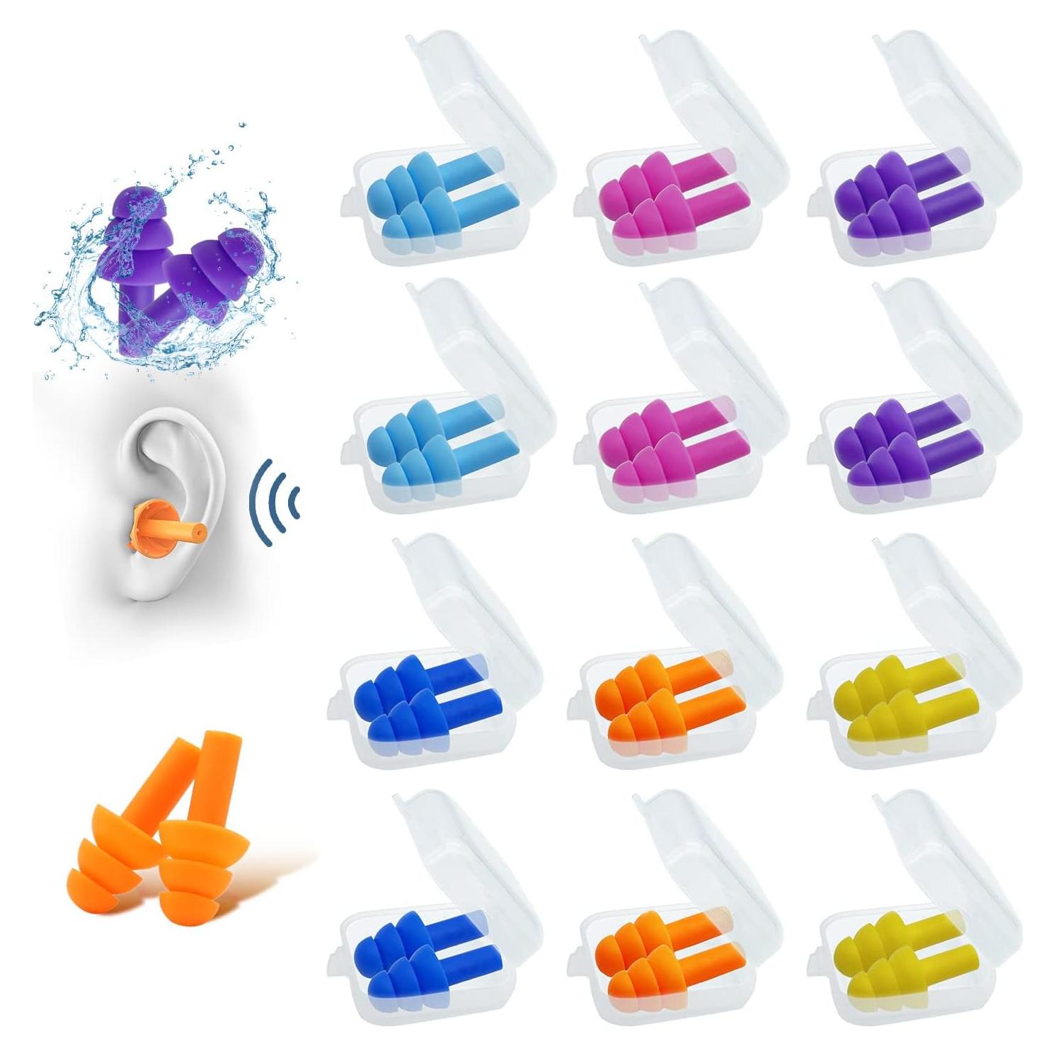 Tapones de Silicona Reutilizables uxsein - 12 Pares para Reducción de Ruido