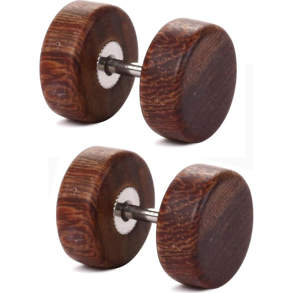 Tapones de Oído Falsos de Madera Tanyoyo 8mm 3 Pares