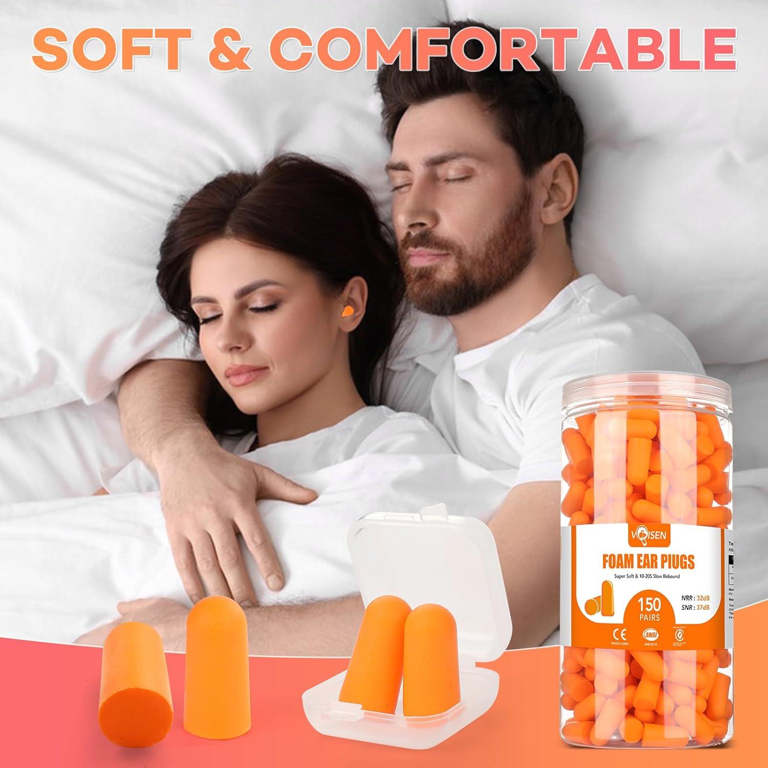 Tapones de Espuma VOISEN 150 Pares Naranja Cancelación Ruido