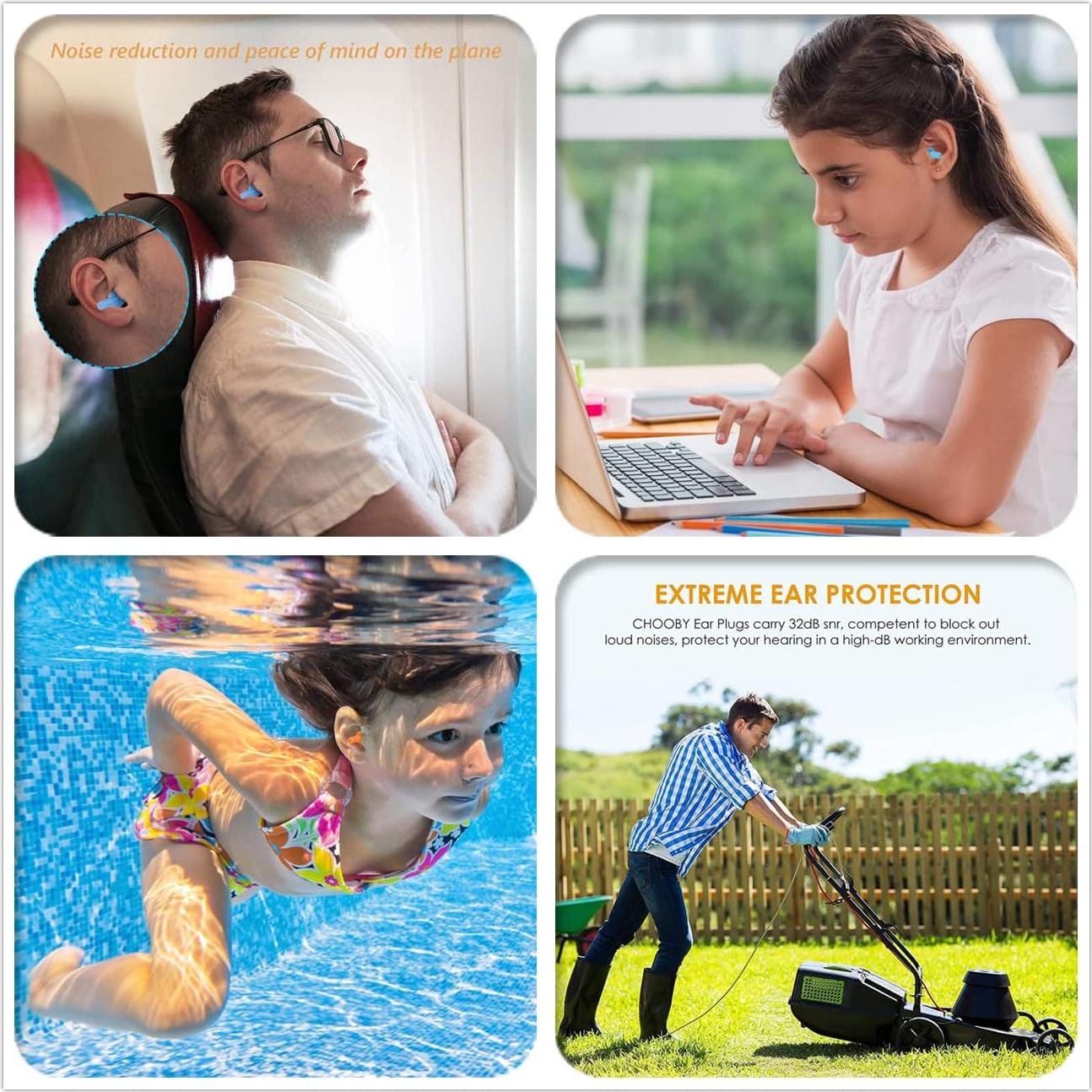 Tapones para oídos Noinkoti, 8 pares, silicona, cancelación ruido