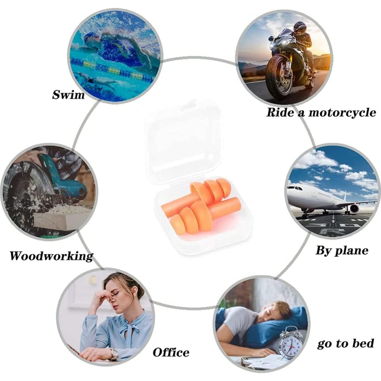 Tapones para oídos Noinkoti, 8 pares, silicona, cancelación ruido