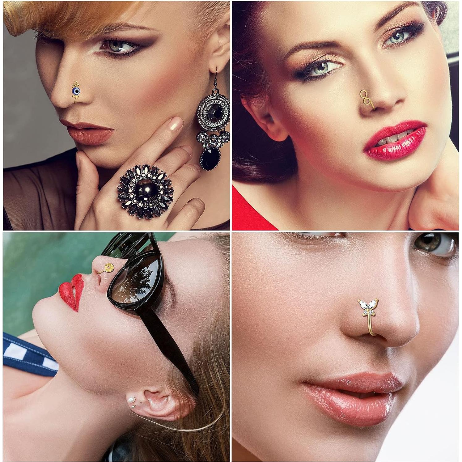 Anillos de Nariz Falsos TAMHOO 25 Pcs Cobre Bañado en Oro