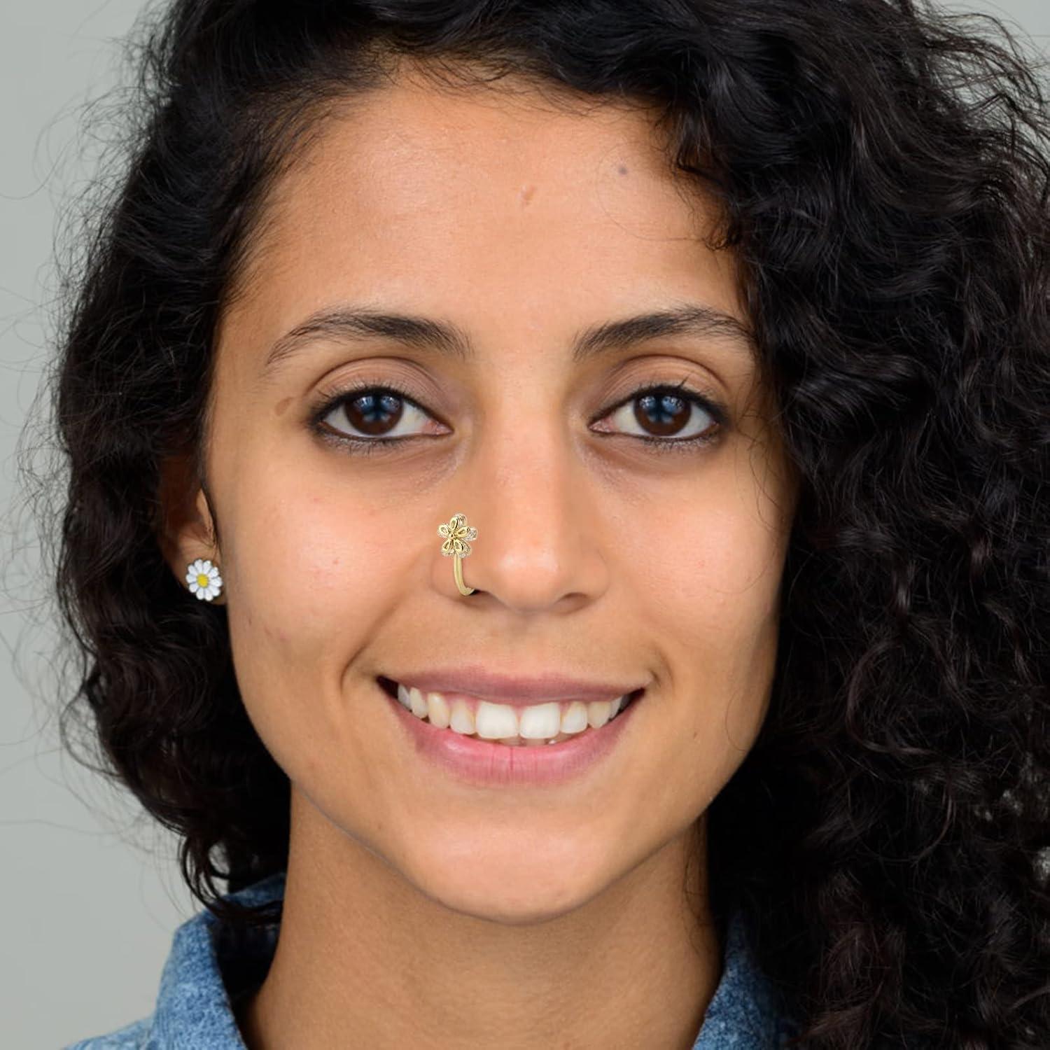 CrazyPiercing Anillo Falso de Nariz Clip 9 Piezas para Mujer