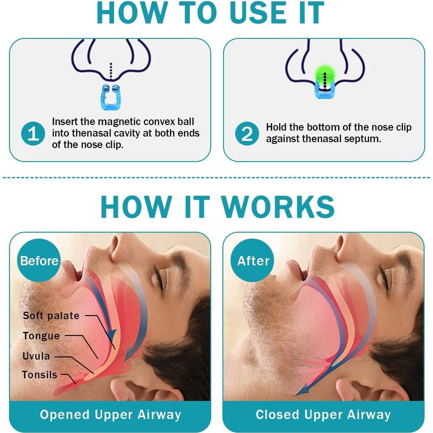 MS Esther Snore Stopper 6Pcs，Anti Snoring Devices, Silicone Magnetic Anti Snoring Nose Clip, Effective to Stop Snoring, Quieter Restful Sleep