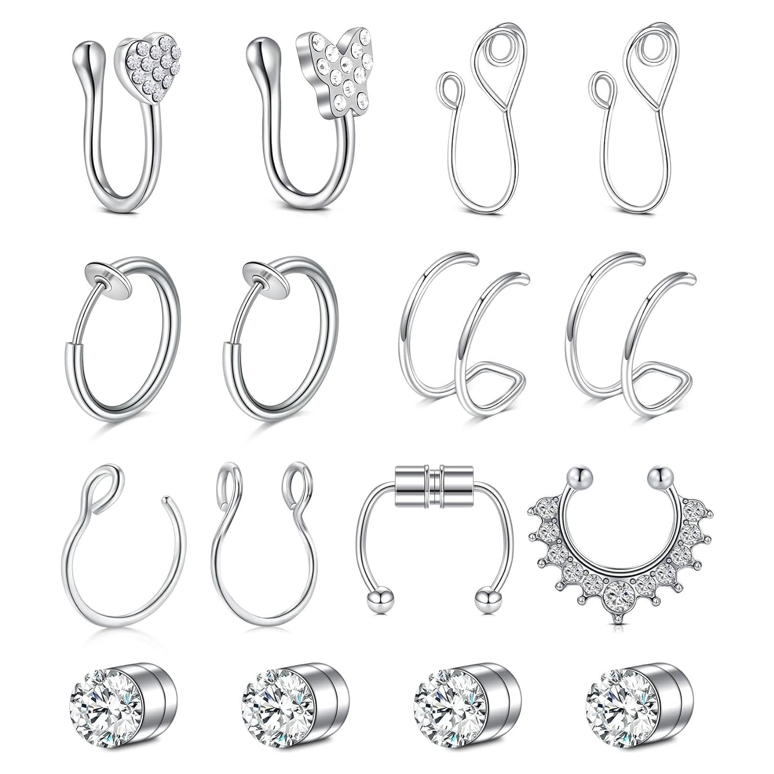 Aros Falsos de Septum D.Bella 20G Ajustables Acero Inoxidable