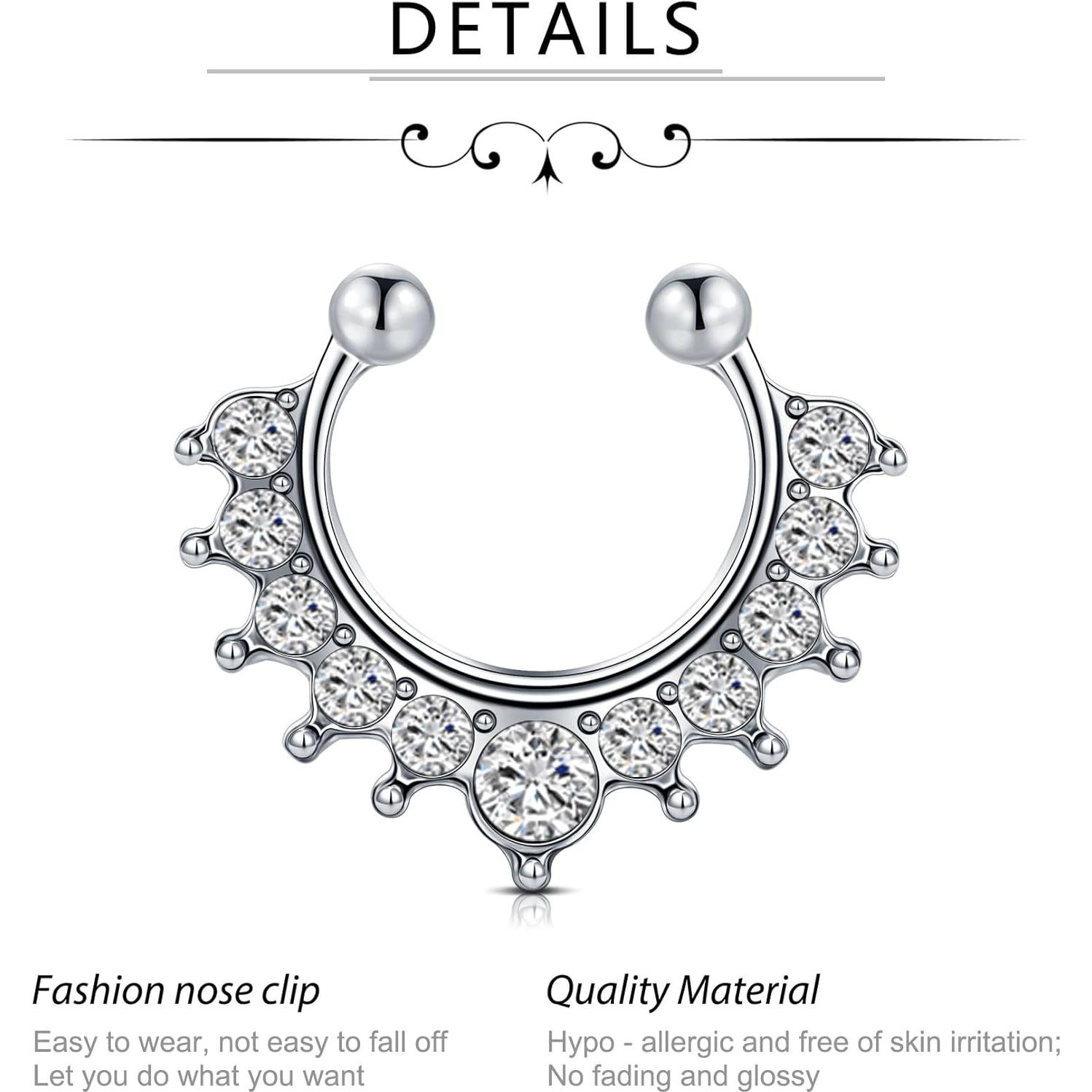 Aros Falsos de Septum D.Bella 20G Ajustables Acero Inoxidable