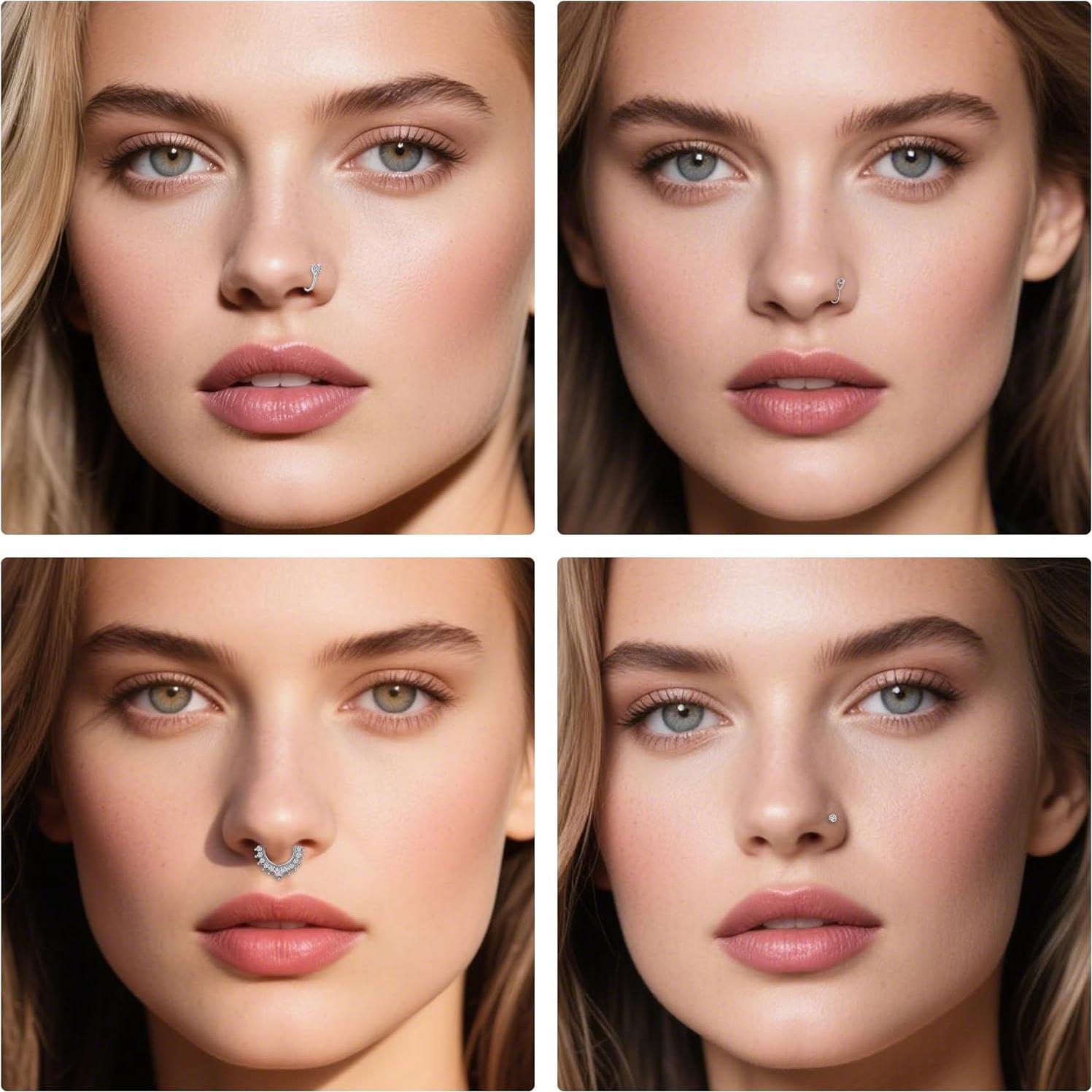 Aros Falsos de Septum D.Bella 20G Ajustables Acero Inoxidable