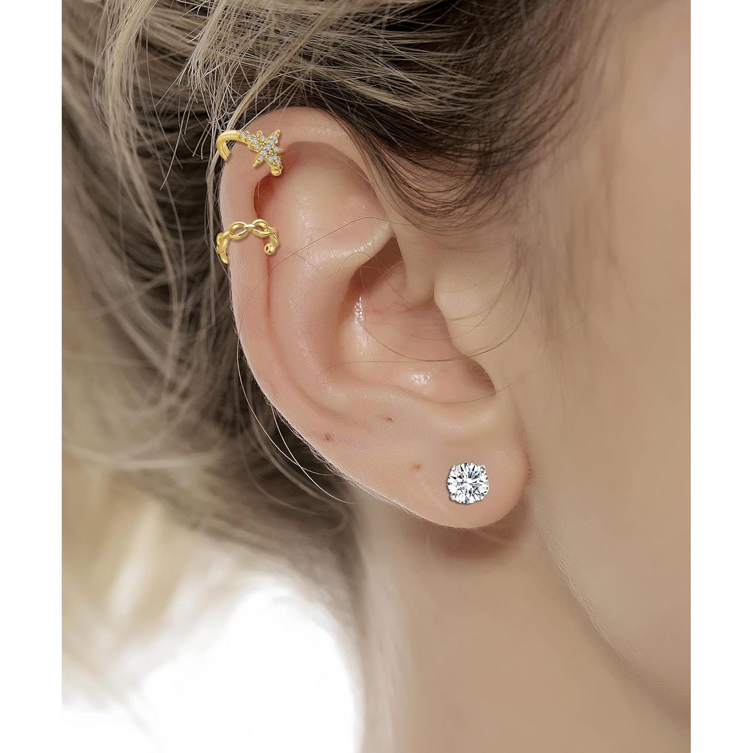 Aretes Clip Tornito 10 Pares Acero Inoxidable Ajustables