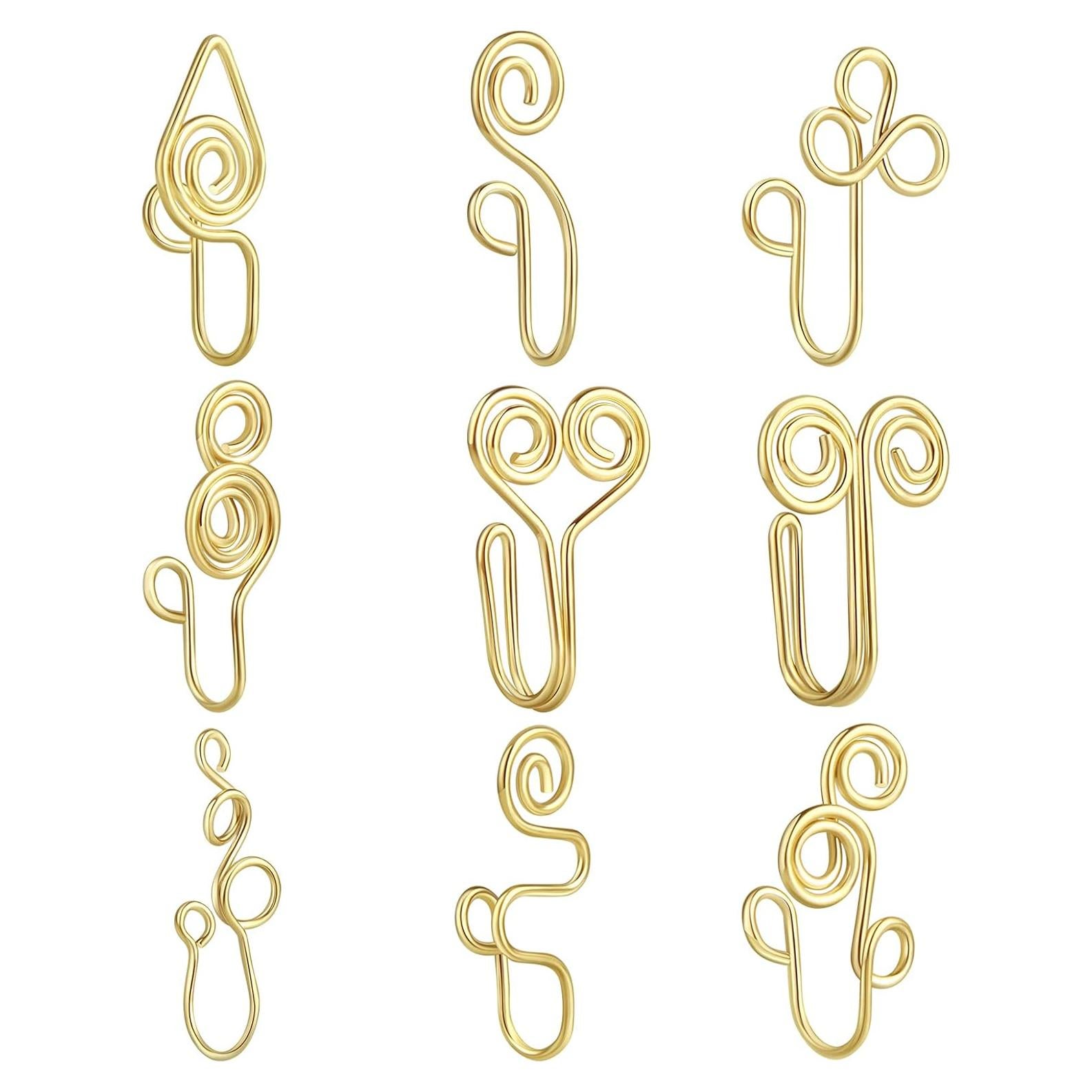 9 Pcs Cuffs de Nariz Falsos Sin Perforar Fzroezz Acero Quirúrgico