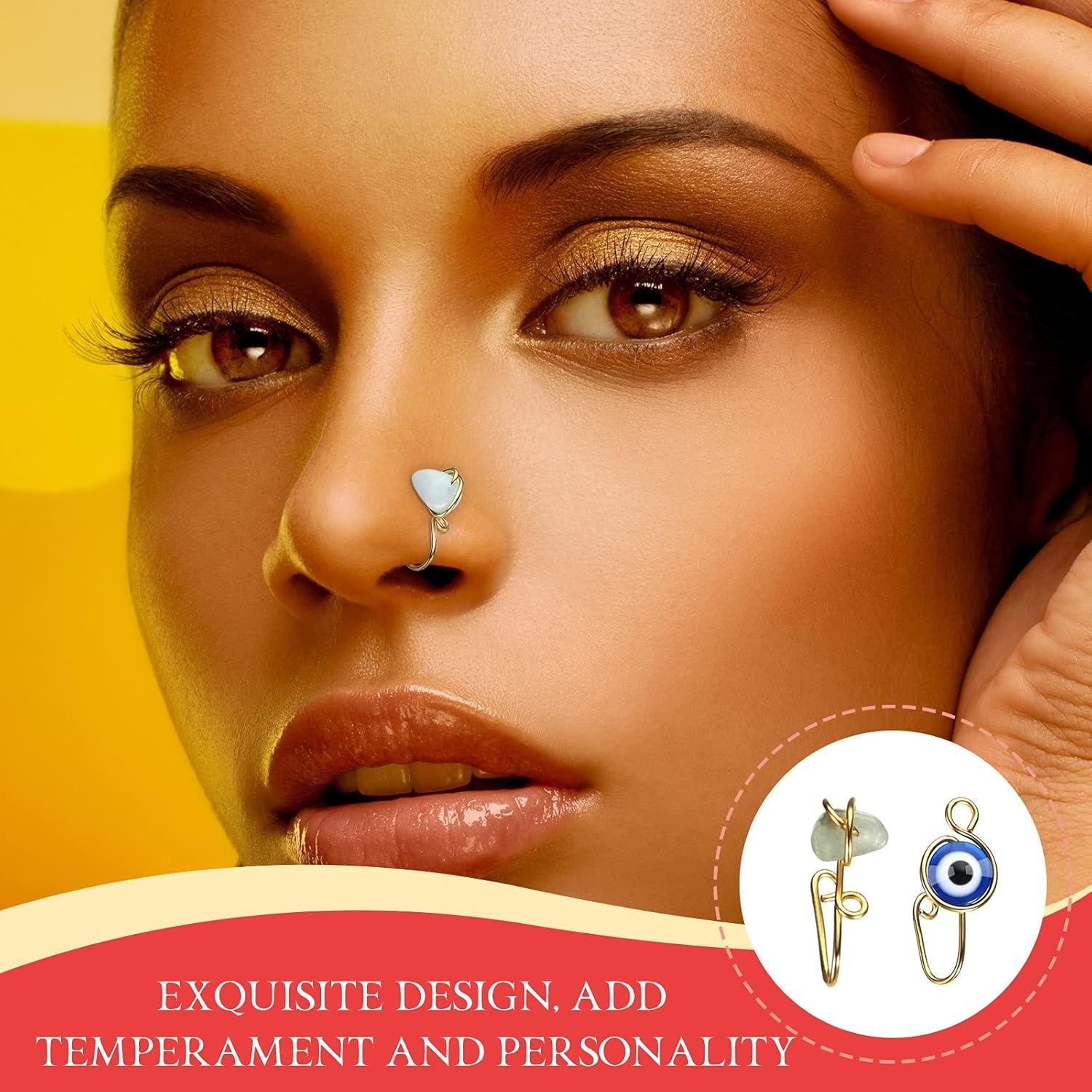 Anillos Falsos para Nariz Jadive 24 Piezas Acero Inoxidable