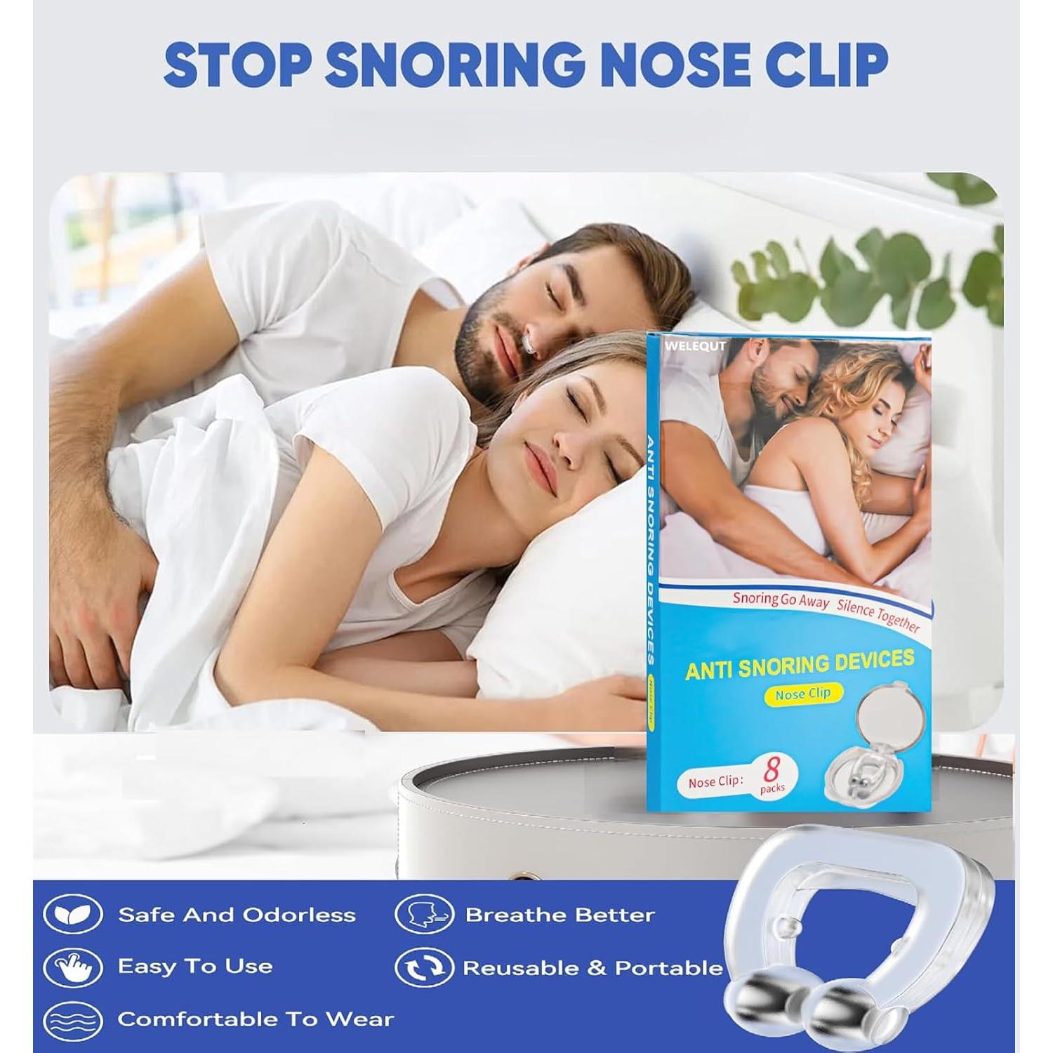 Dispositivos Anti Ronquidos WELEQUT - Paquete de 8 Clips Nasales