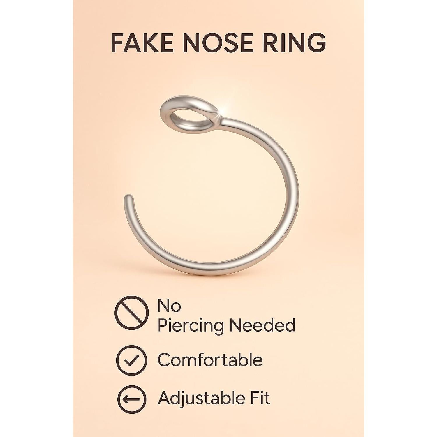 Anillo de Nariz Falso Clip On Alome Plata Esterlina 925 7mm