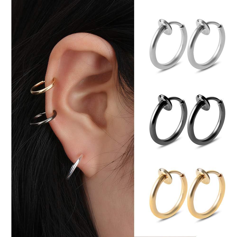 Aro Falso para Nariz VCMART Clip On Acero Inoxidable 3 Piezas