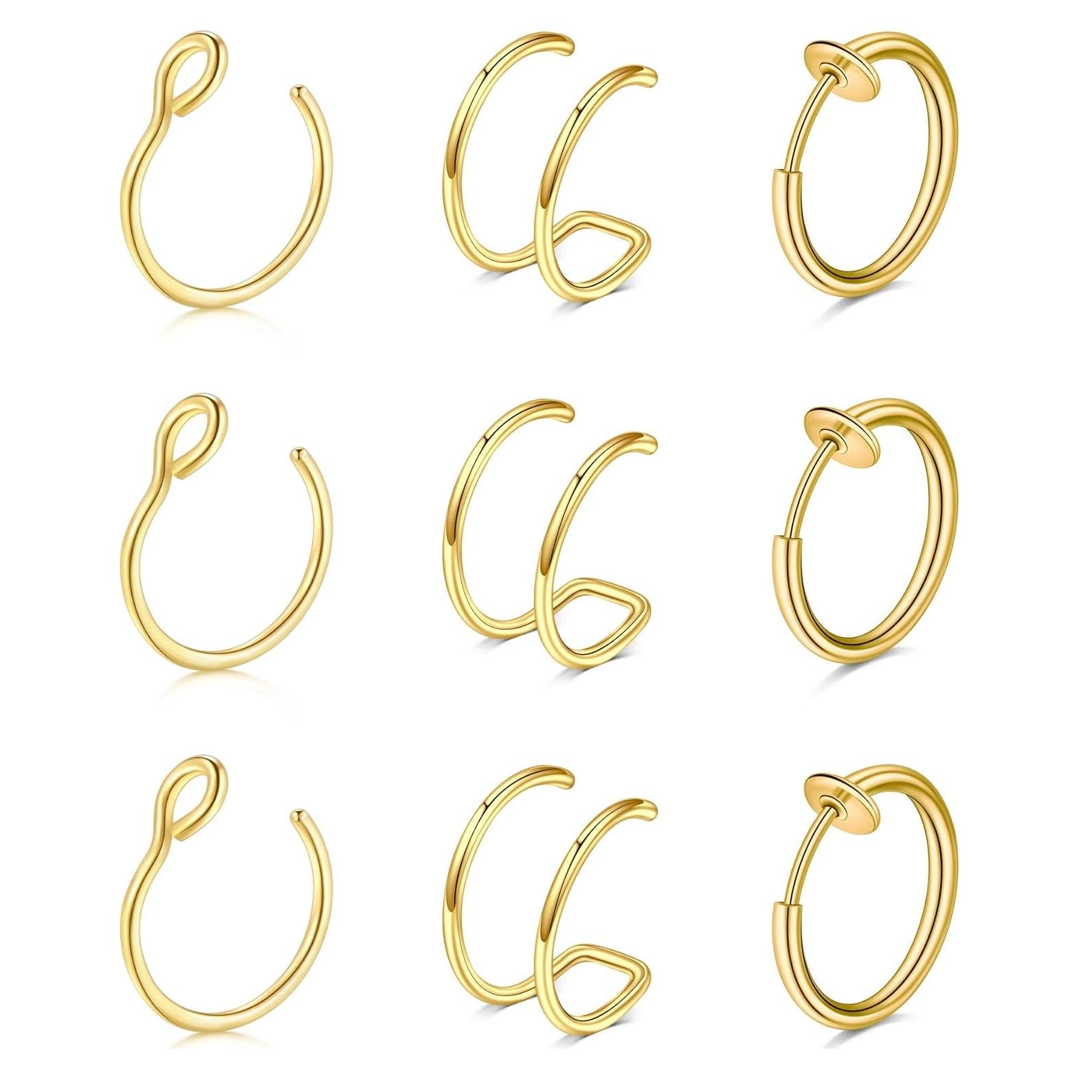 Anillo Septum Falso Zolure Clip-on Acero Inoxidable 3 Piezas