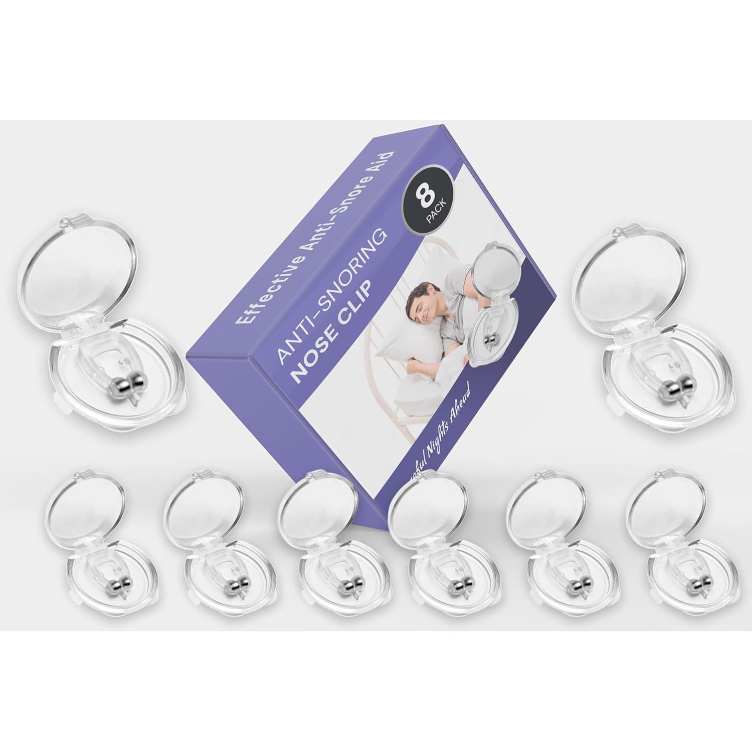 Clip Nasal Antisnoring Magnético de Silicona - Paquete de 8