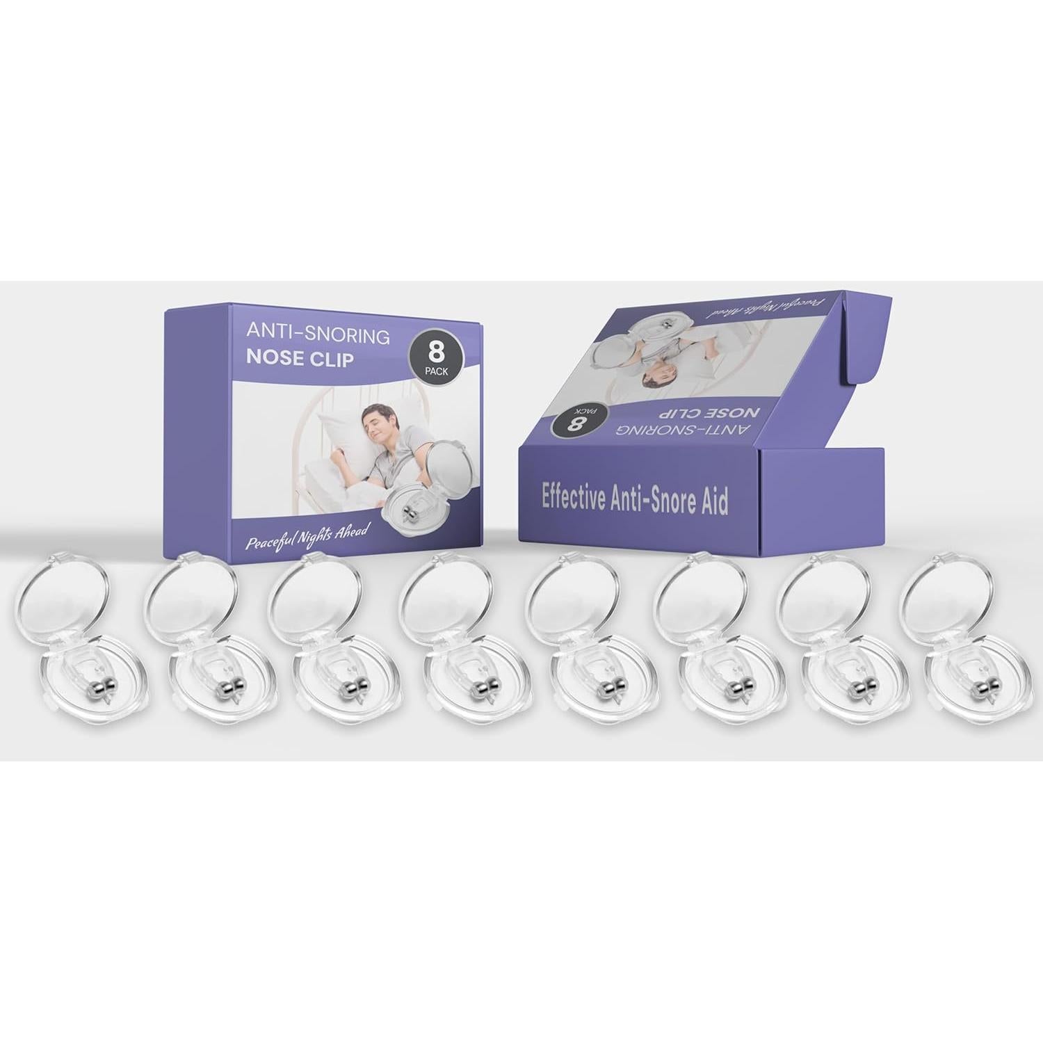 Clip Nasal Antisnoring Magnético de Silicona - Paquete de 8