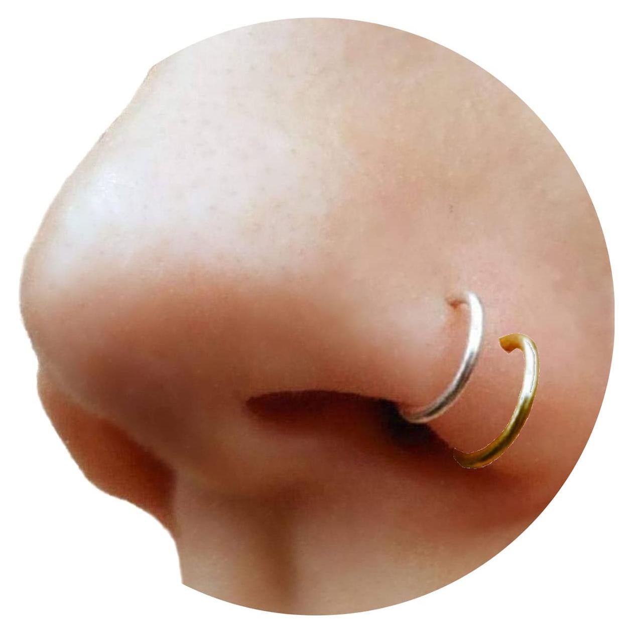 Anillos de Nariz Falsos Clip 20g - Plata y Oro - Sin Perforación