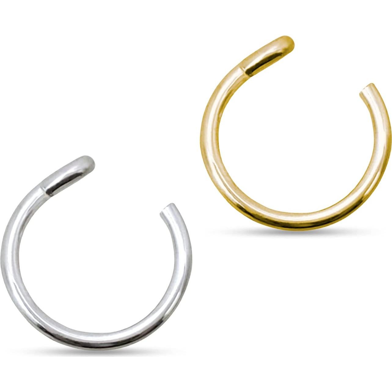 Anillos de Nariz Falsos Clip 20g - Plata y Oro - Sin Perforación