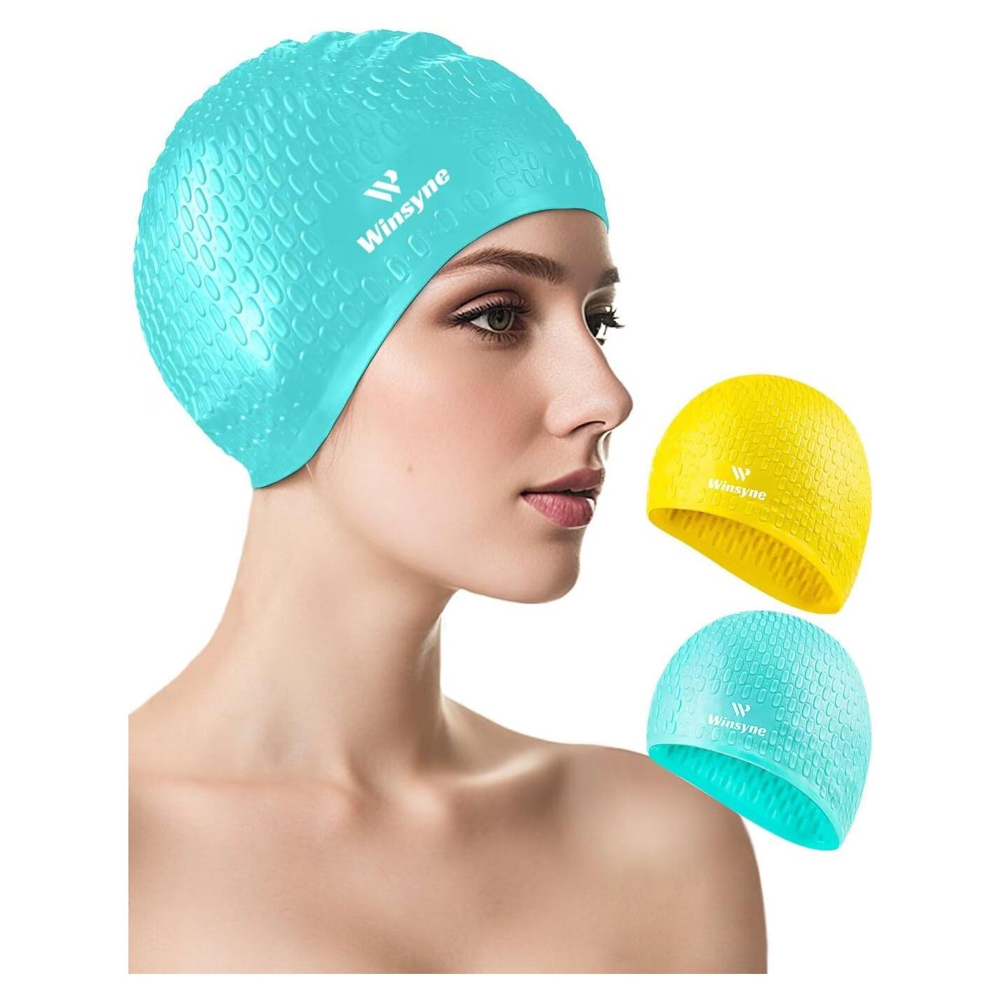 Paquete de 2 Gorras de Natación Winsyne Silicona Grande Unisex