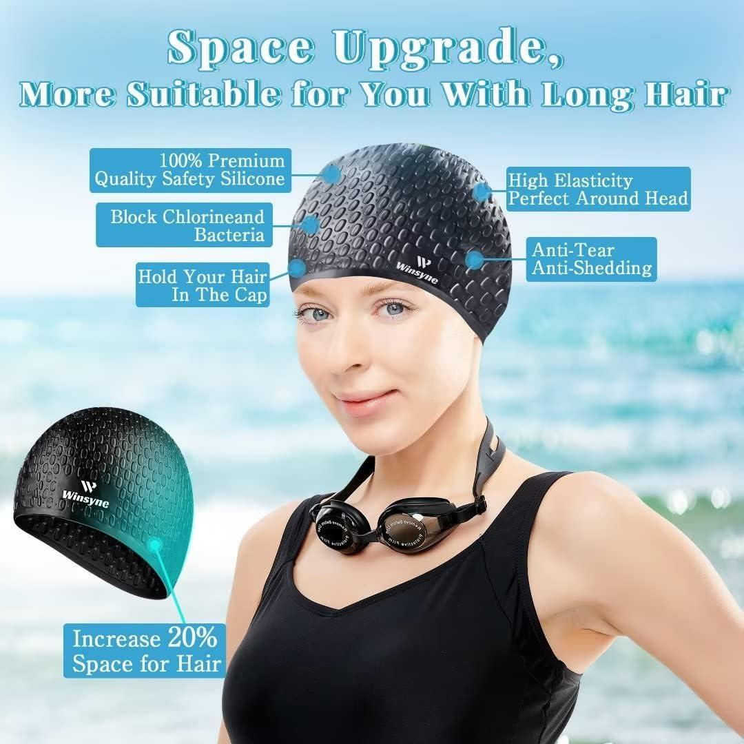 Paquete de 2 Gorras de Natación Winsyne Silicona Grande Unisex