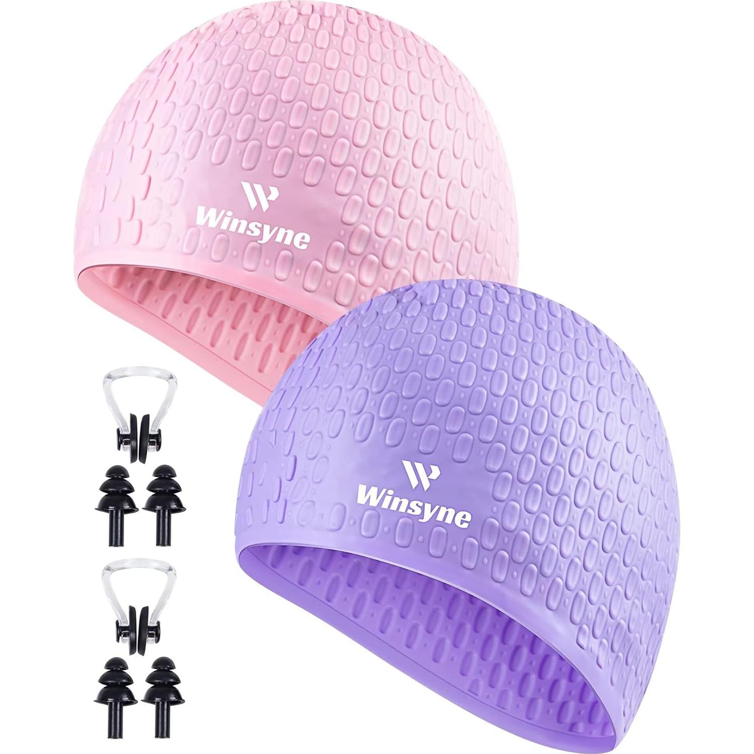 Paquete de 2 Gorras de Natación Winsyne Silicona Grande Unisex