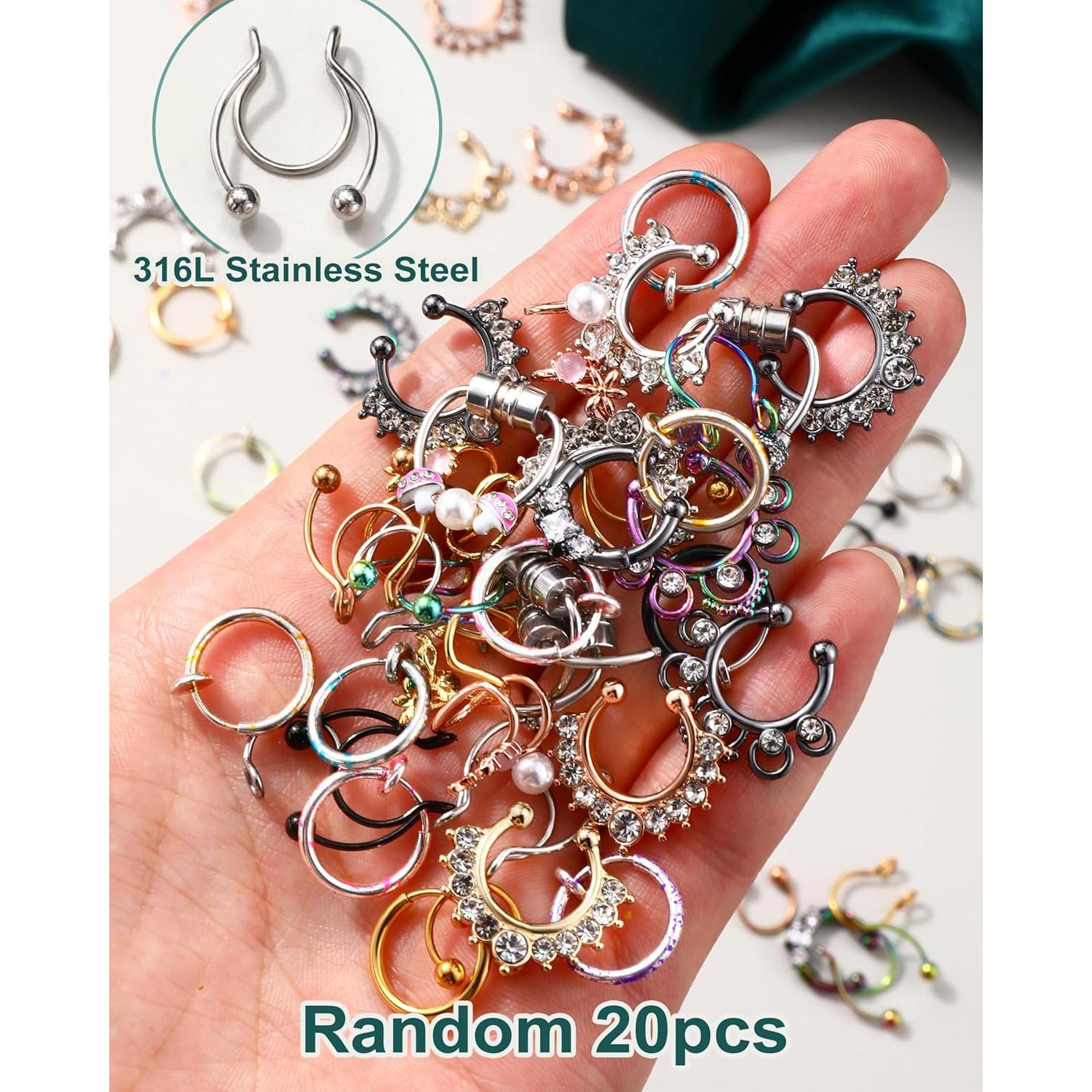 Anillo de Septum Falso COCHARM 20pcs Sin Perforación 8-10mm