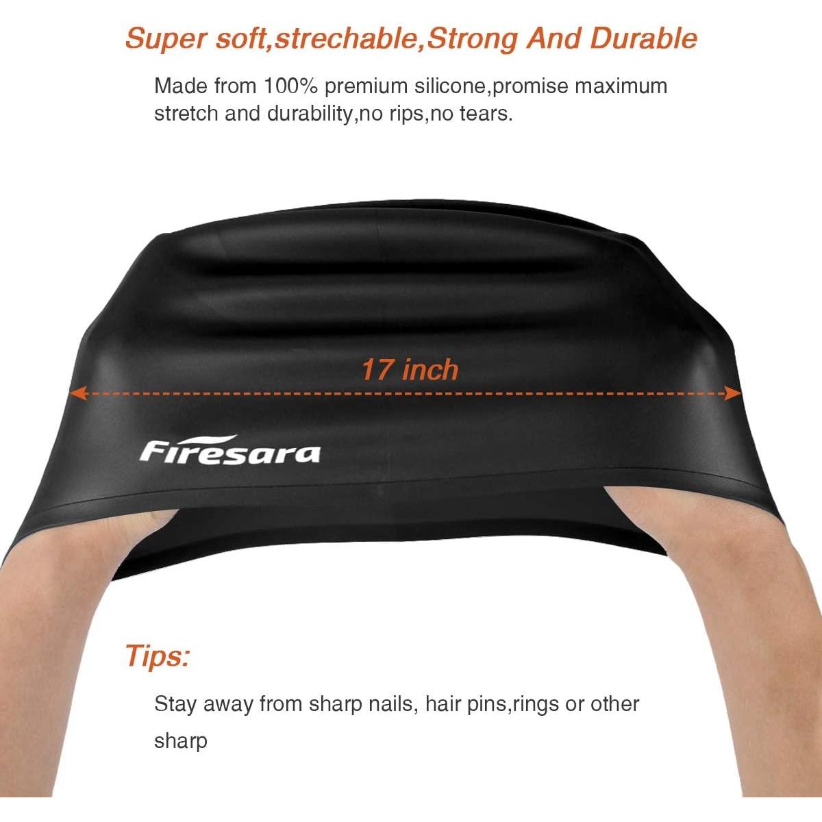 Gorro de Natación Firesara 3D Silicona Negro Unisex