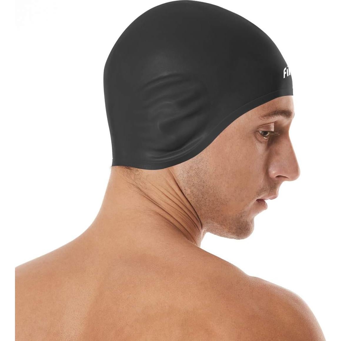 Gorro de Natación Firesara 3D Silicona Negro Unisex