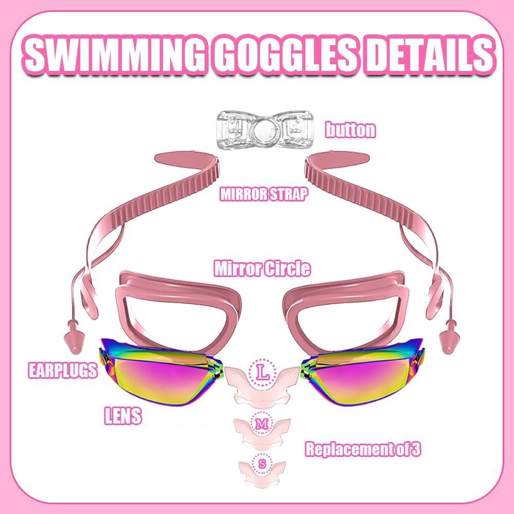 Gafas de natación TOAINRSI con gorro y tapones - Rosa