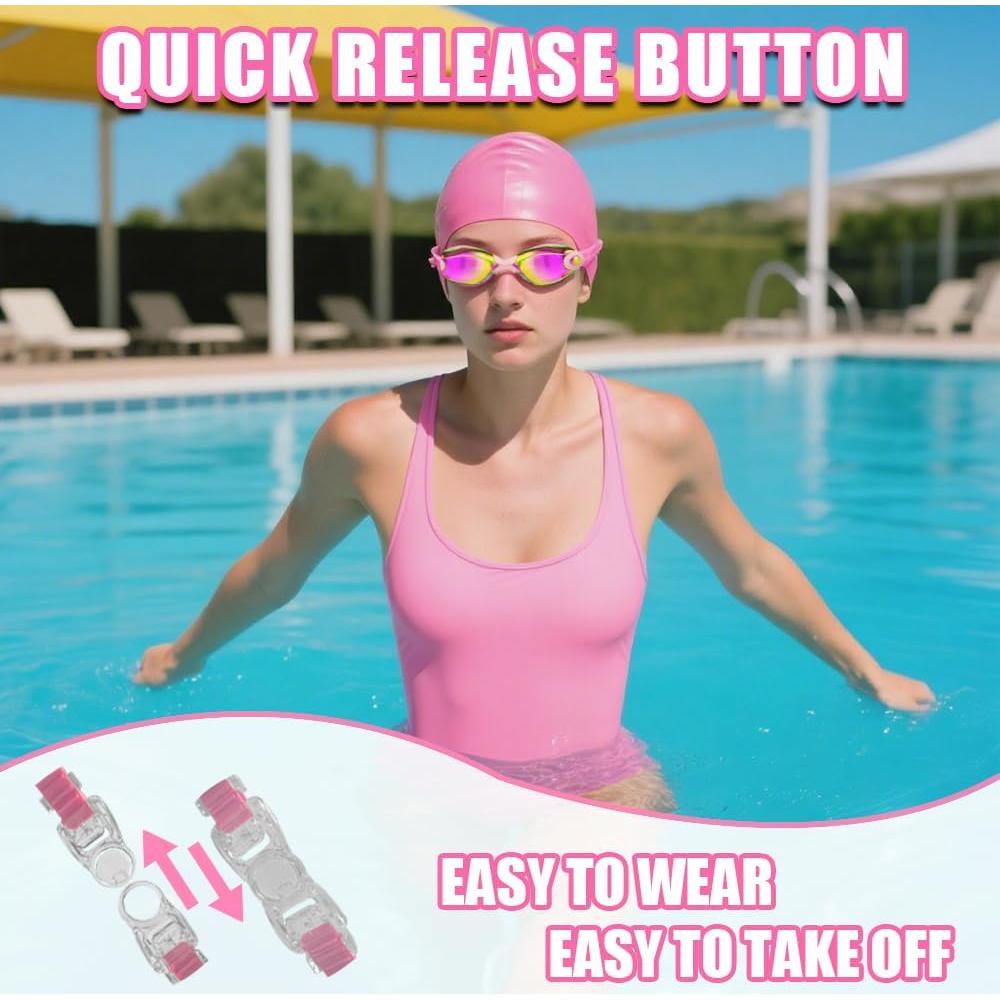 Gafas de natación TOAINRSI con gorro y tapones - Rosa