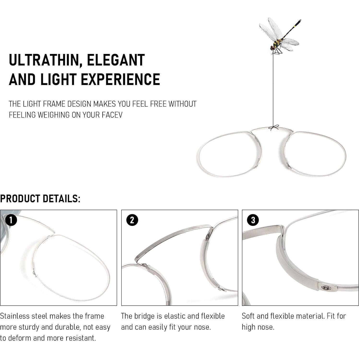 Gafas de Lectura Sin Patillas DXYXYO 1.5x Compactas 2 Paquetes
