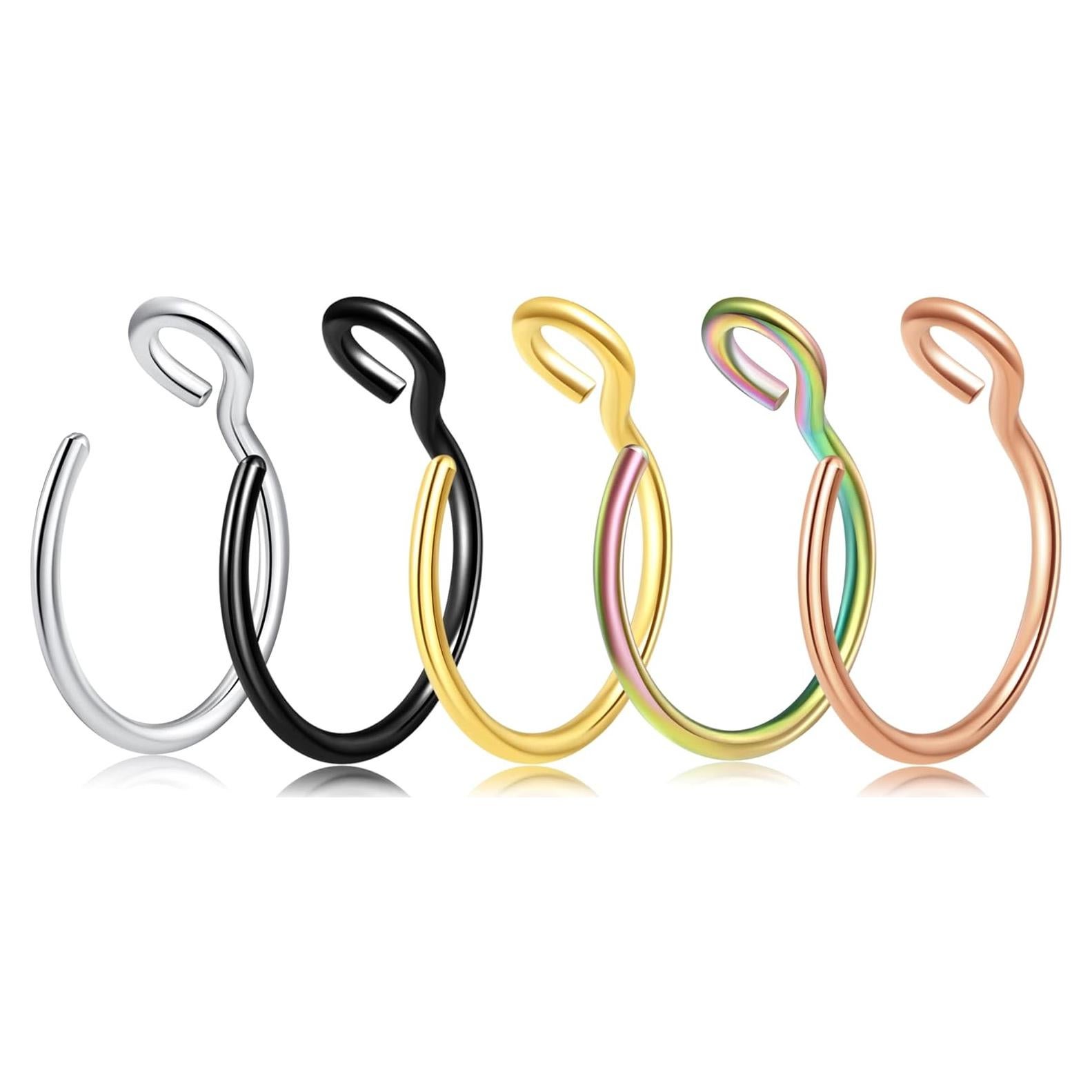5 Pcs Aros Nasales Falsos Acero Inoxidable Velcare