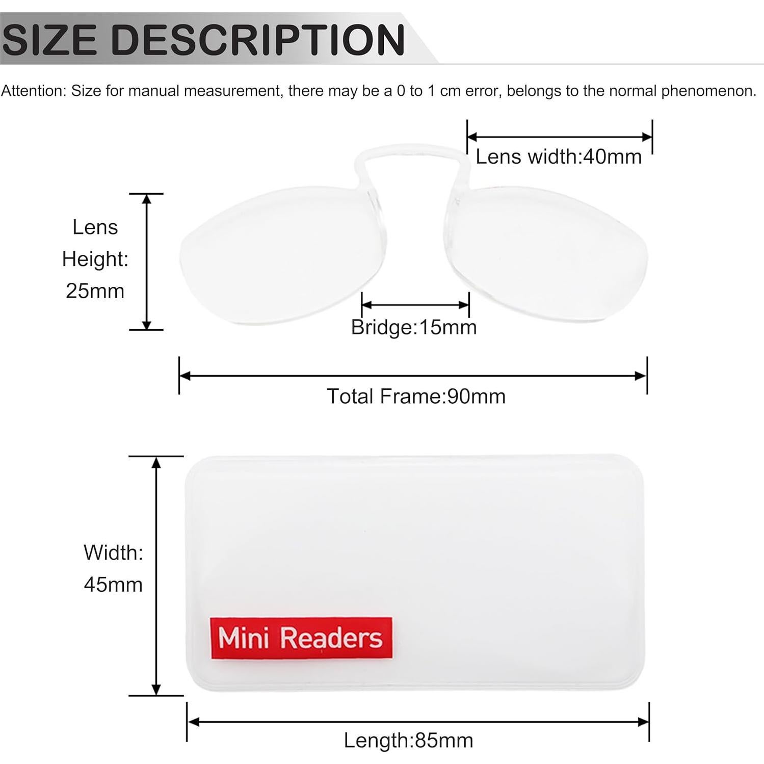 Gafas de Lectura Sin Patillas COVESATO 4 Pares Ligeras 1.0x