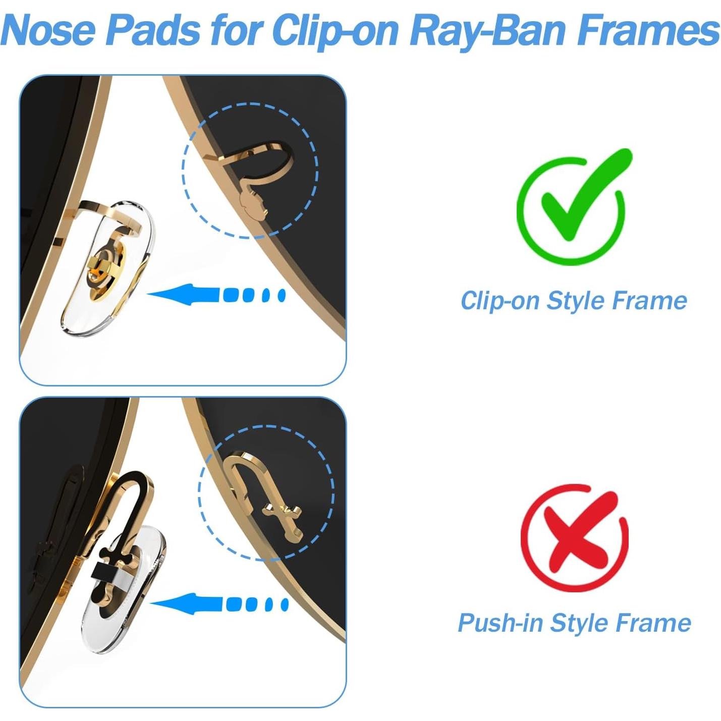 6 Pares Almohadillas Nasales Ray-Ban 16mm Doradas