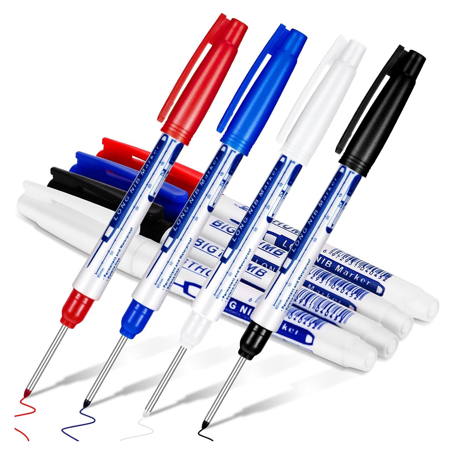 4 Marcadores de Punta Larga Gersoniel Tinta Impermeable 30 mm