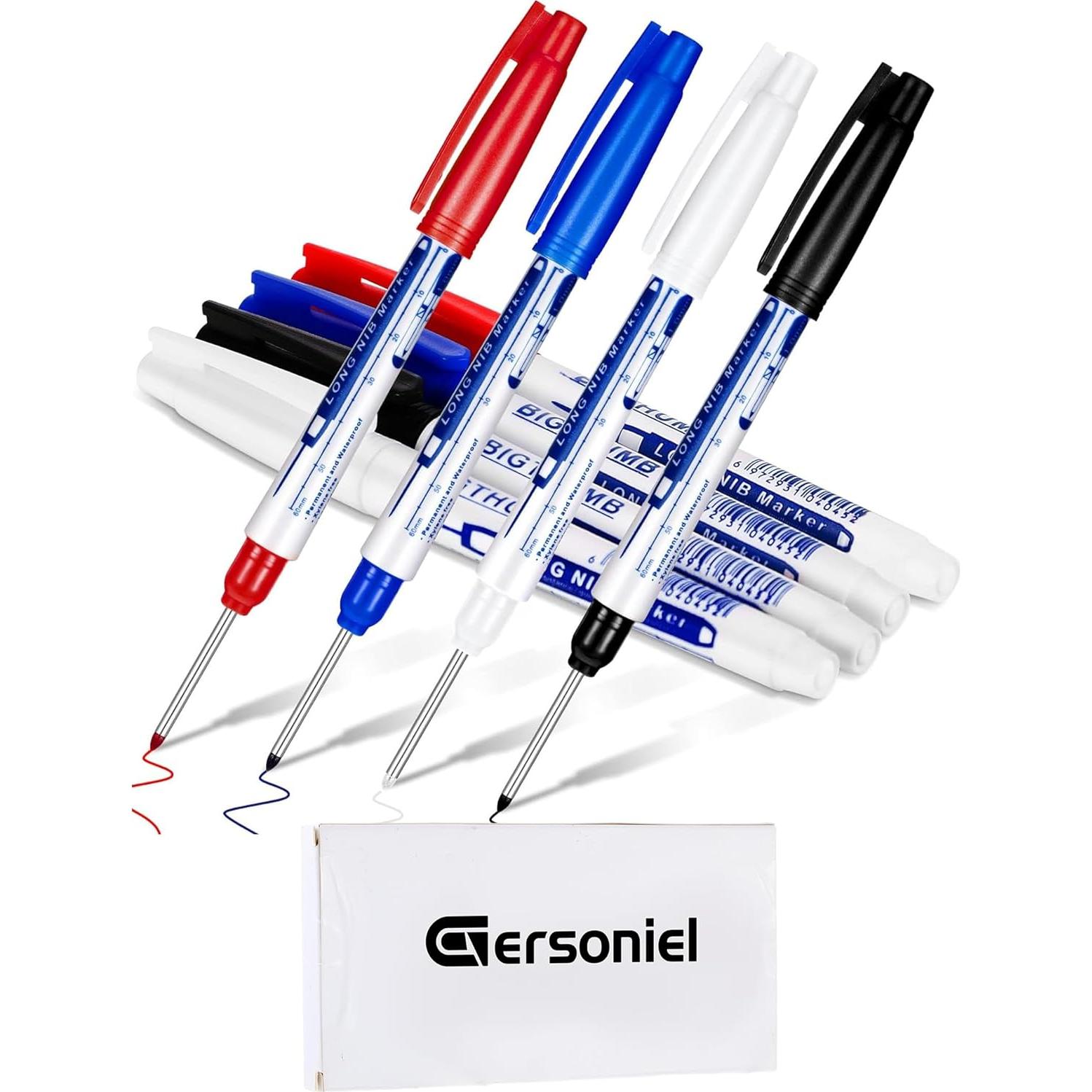4 Marcadores de Punta Larga Gersoniel Tinta Impermeable 30 mm