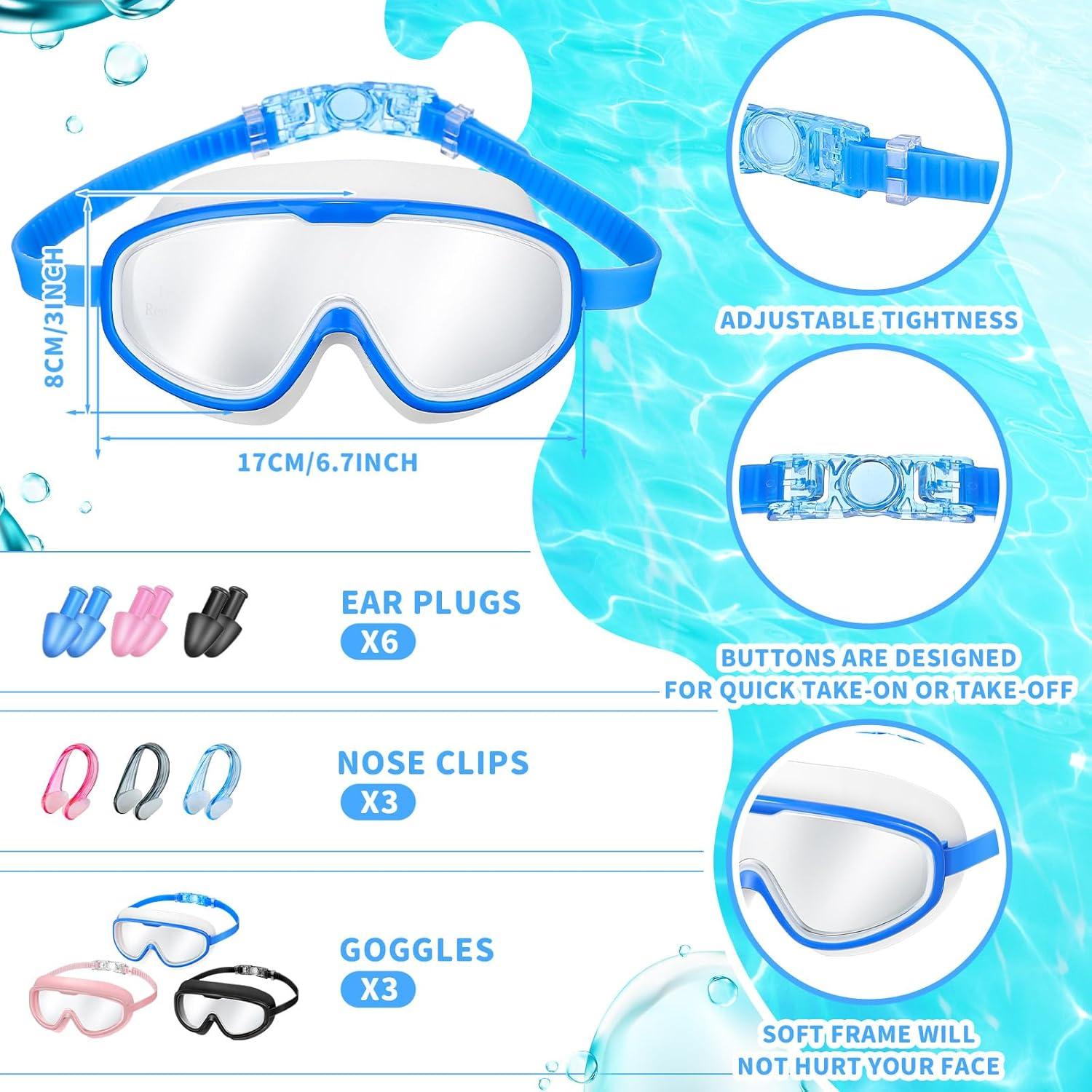 Gafas de Natación Konohan Adultos Antivaho UV 3 Piezas