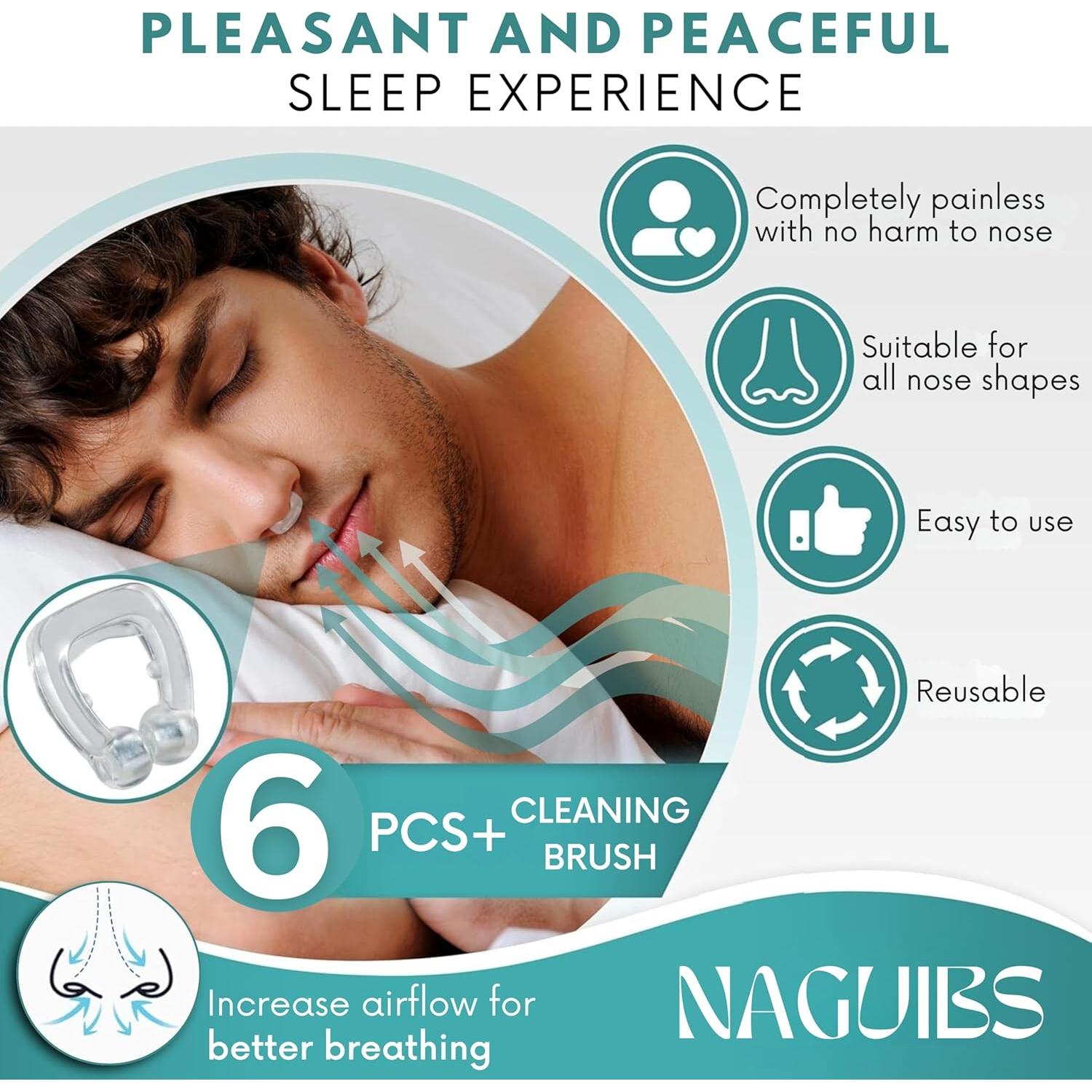 Pack de 6 Clips Nasales Magnéticos NAGUIBS para Ronquidos