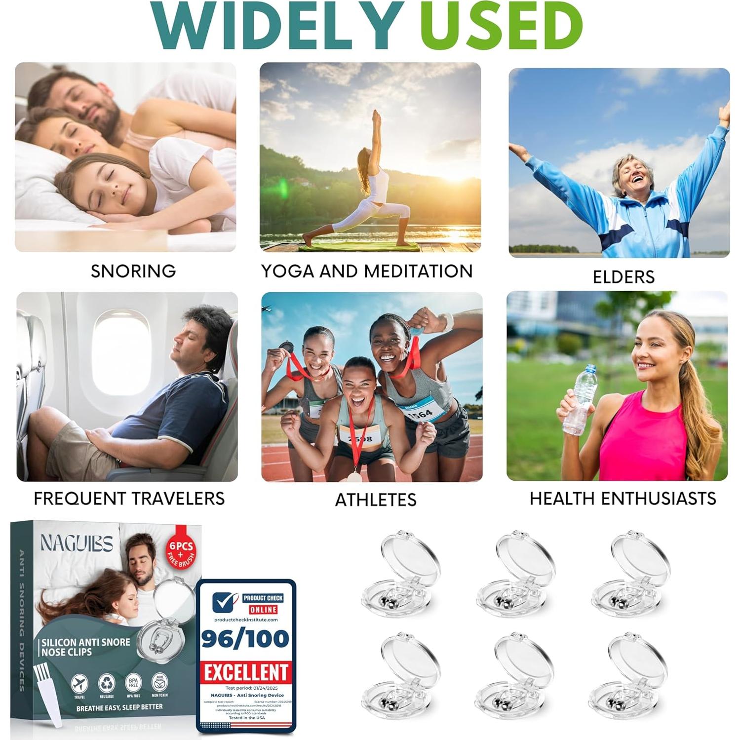 Pack de 6 Clips Nasales Magnéticos NAGUIBS para Ronquidos