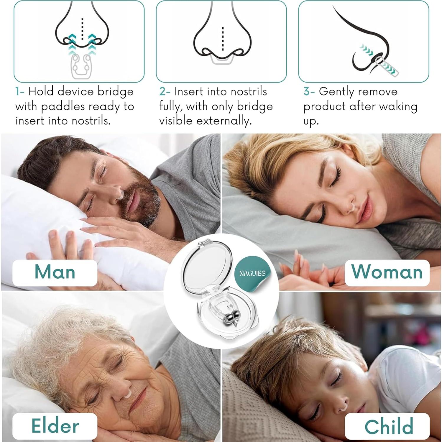 Pack de 6 Clips Nasales Magnéticos NAGUIBS para Ronquidos
