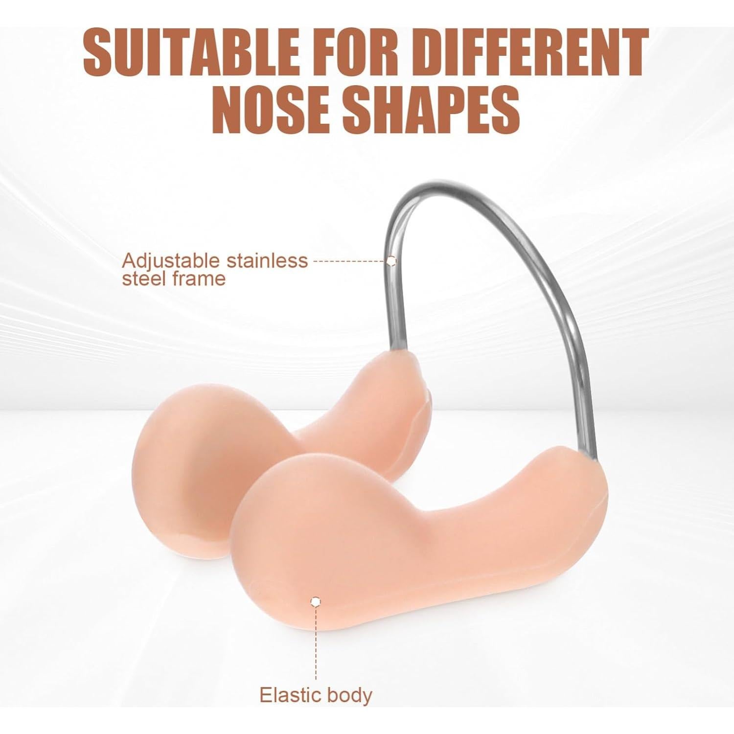 6 Tapones de Nariz de Silicona Beige Abaodam para Natación