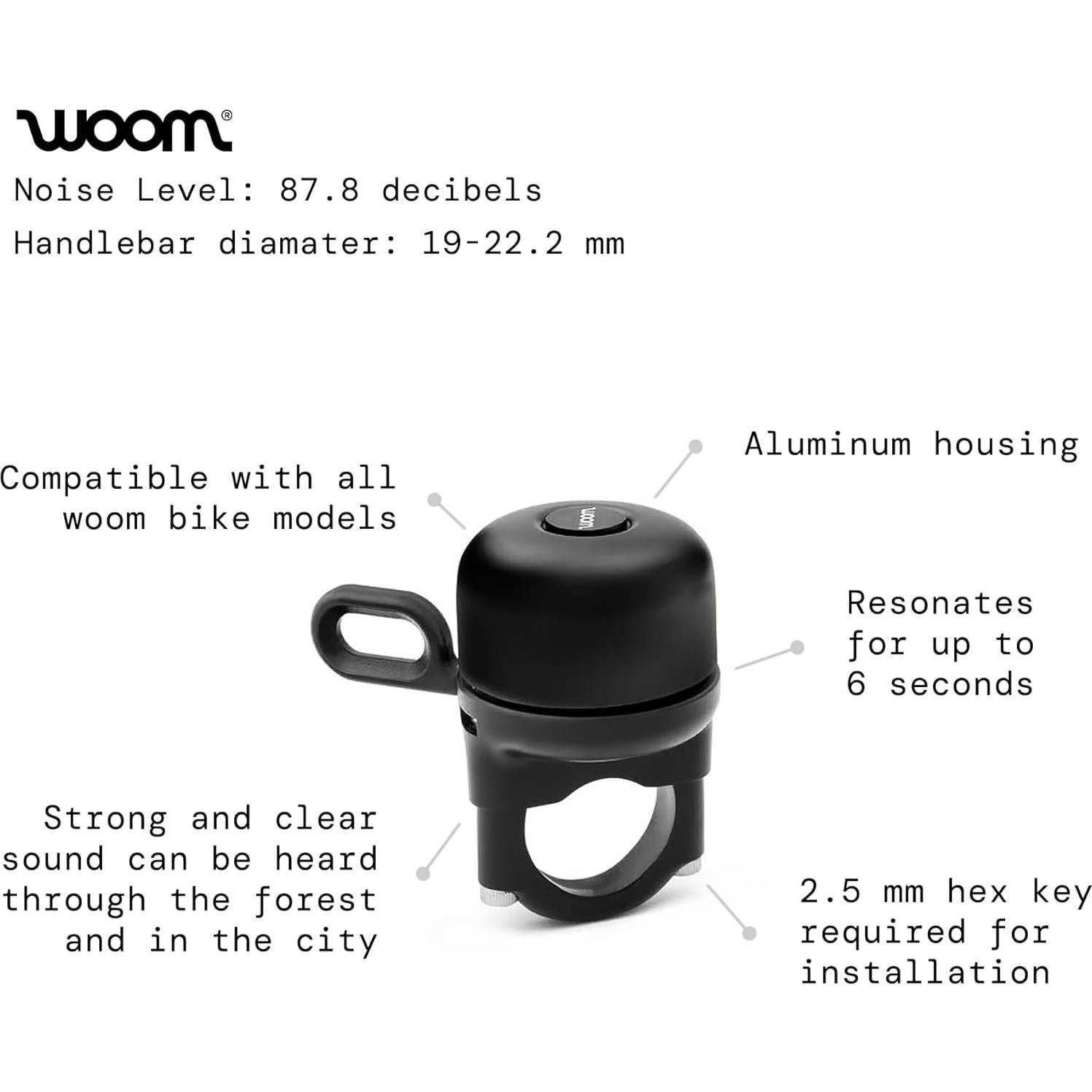 Timbre para Bicicleta Infantil Woom Bing Bell Aluminio Negro