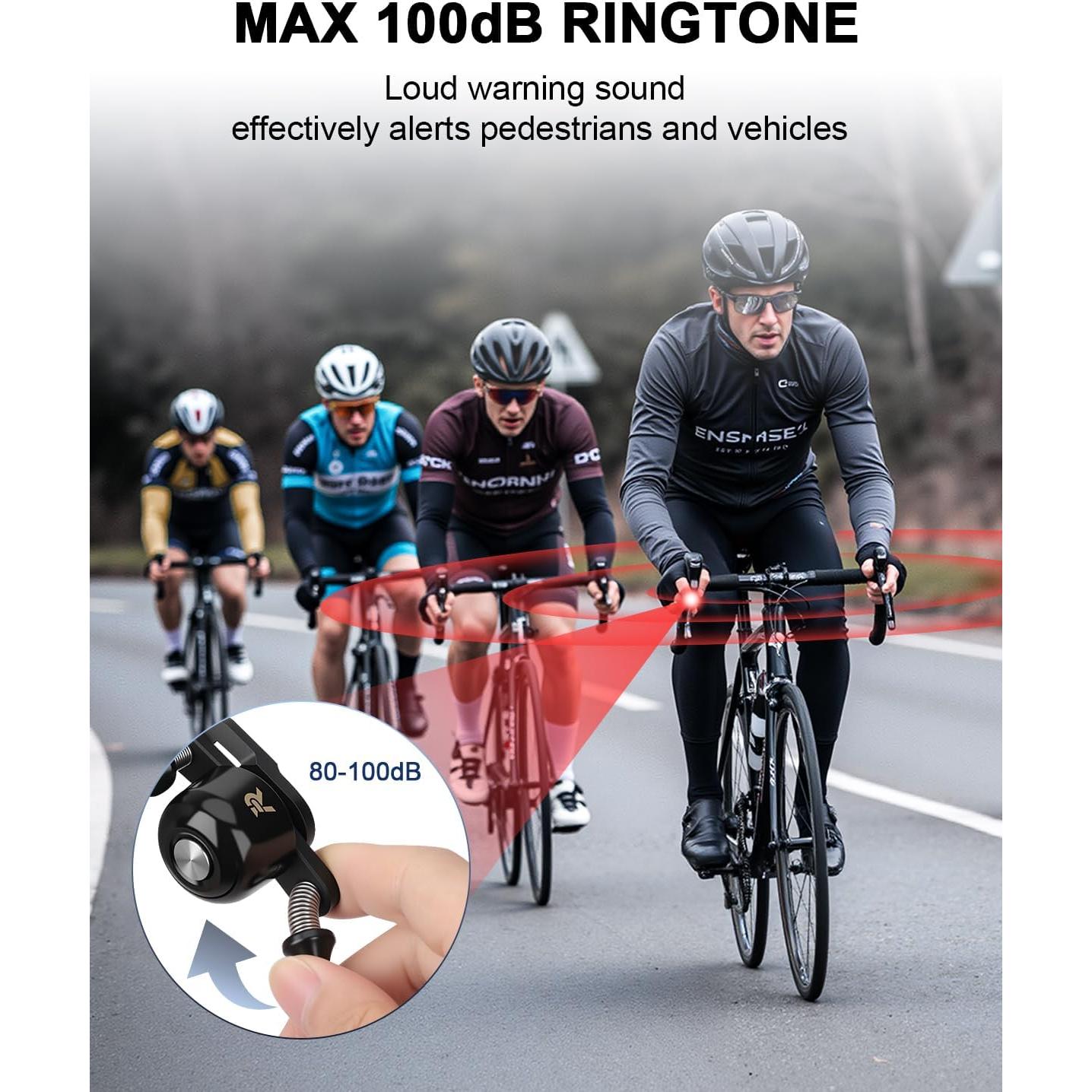 Timbre de bicicleta EQIIO de cobre 100dB, impermeable, 22.2-31.8mm