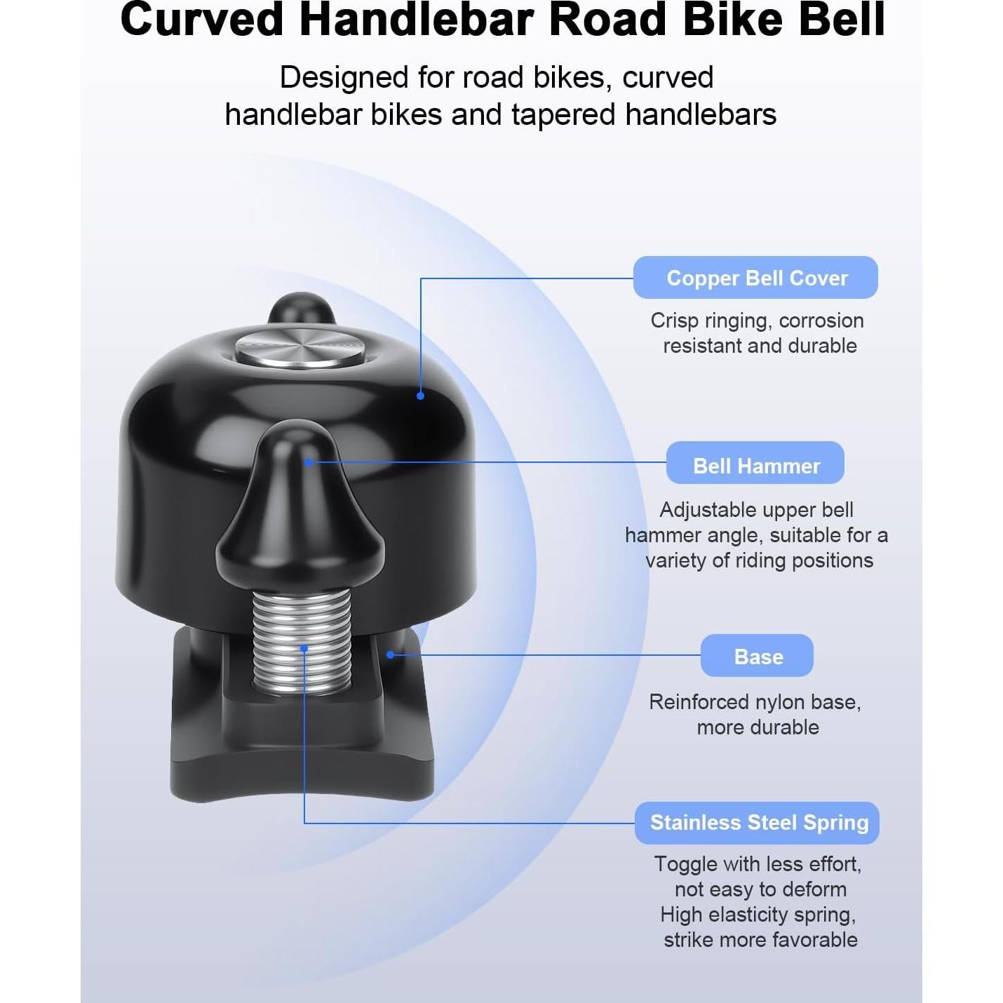 Timbre de bicicleta EQIIO de cobre 100dB, impermeable, 22.2-31.8mm