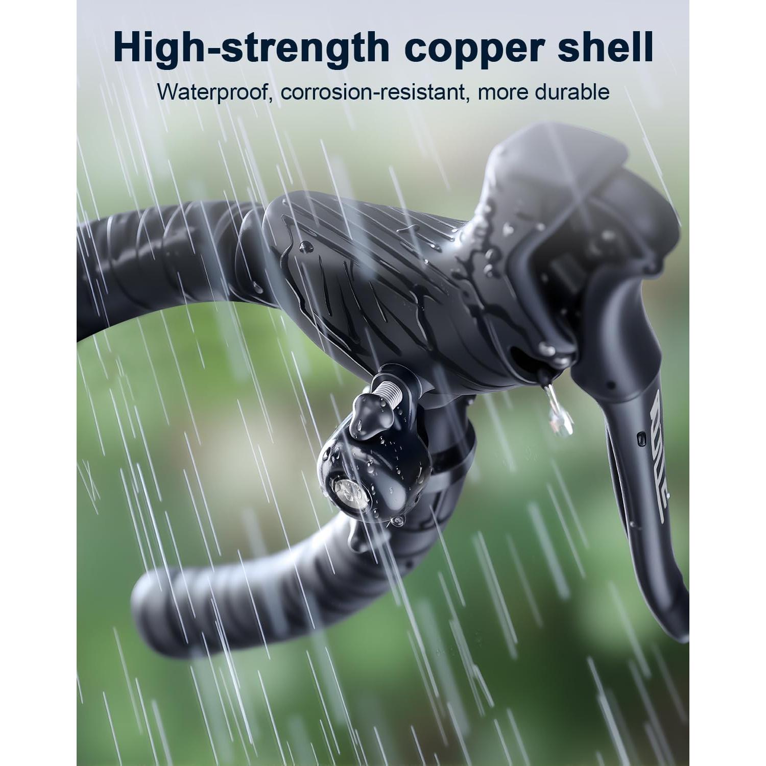 Timbre de bicicleta EQIIO de cobre 100dB, impermeable, 22.2-31.8mm