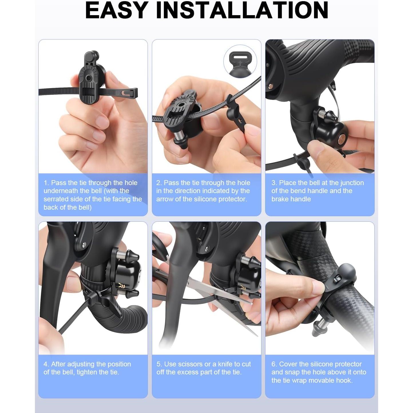 Timbre de bicicleta EQIIO de cobre 100dB, impermeable, 22.2-31.8mm