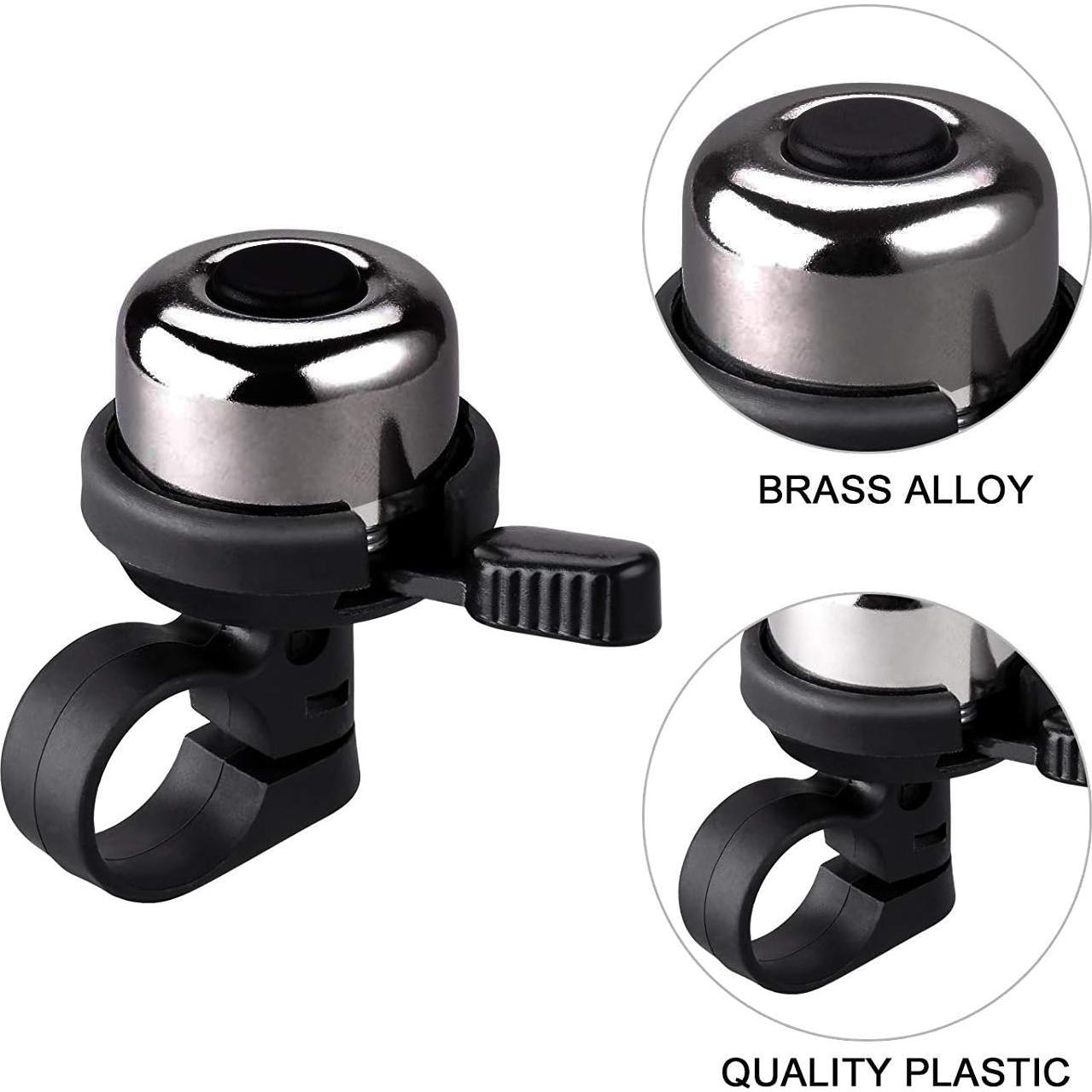 Timbres de Bicicleta Emoly, Paquete de 2, Latón, Negro