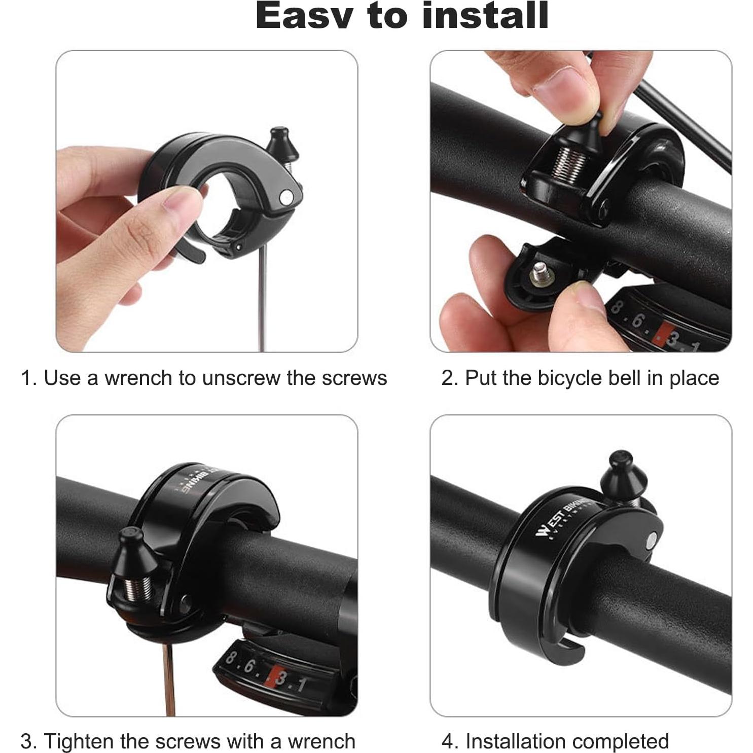 Campana de Bicicleta SONZUIA YP0706054 100dB Negra para Manillar 22.2mm