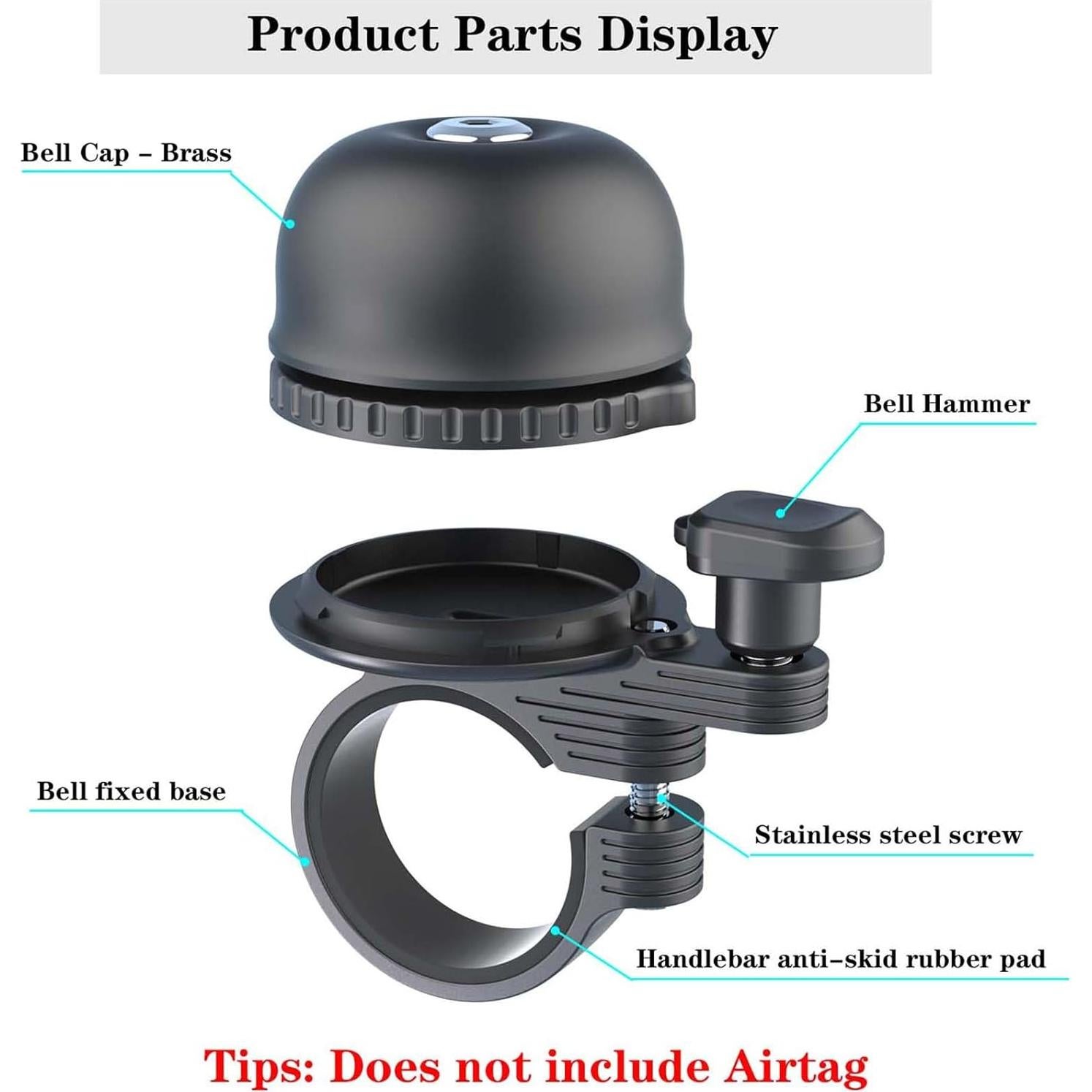 Campana de Bicicleta ORYXBOOST con Soporte Oculto para AirTag
